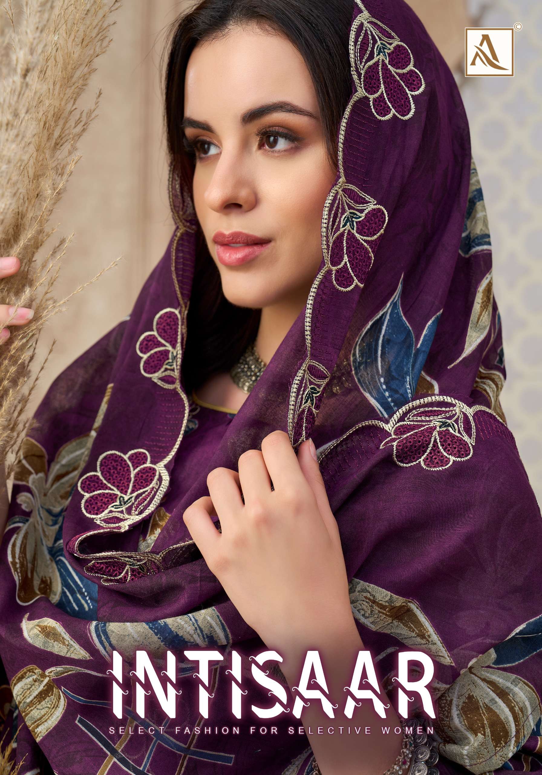 ALOK SUITS INTISAAR CAMBRIC COTTON PRINT WITH FANCY WORK SUITS 