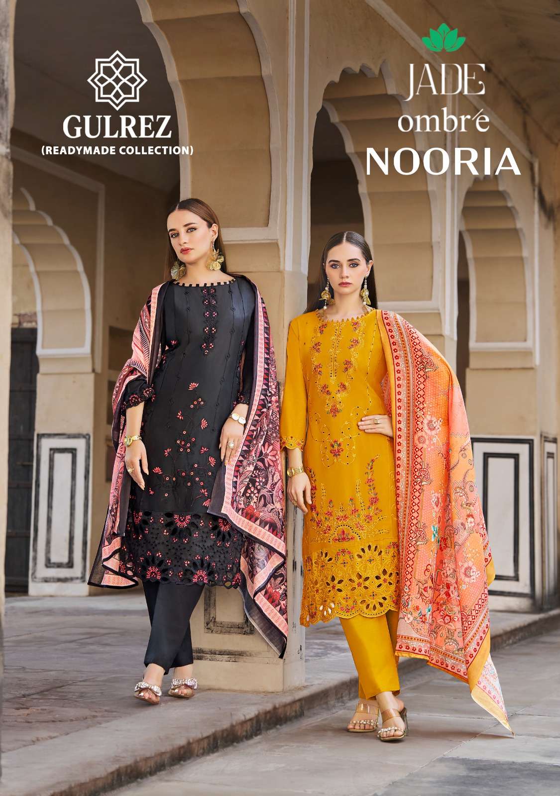 BELLIZA DESIGNER STUDIO OMBRE NOORIA LAWN COTTON DESIGNER WORK READY MADE LADIES SUIT