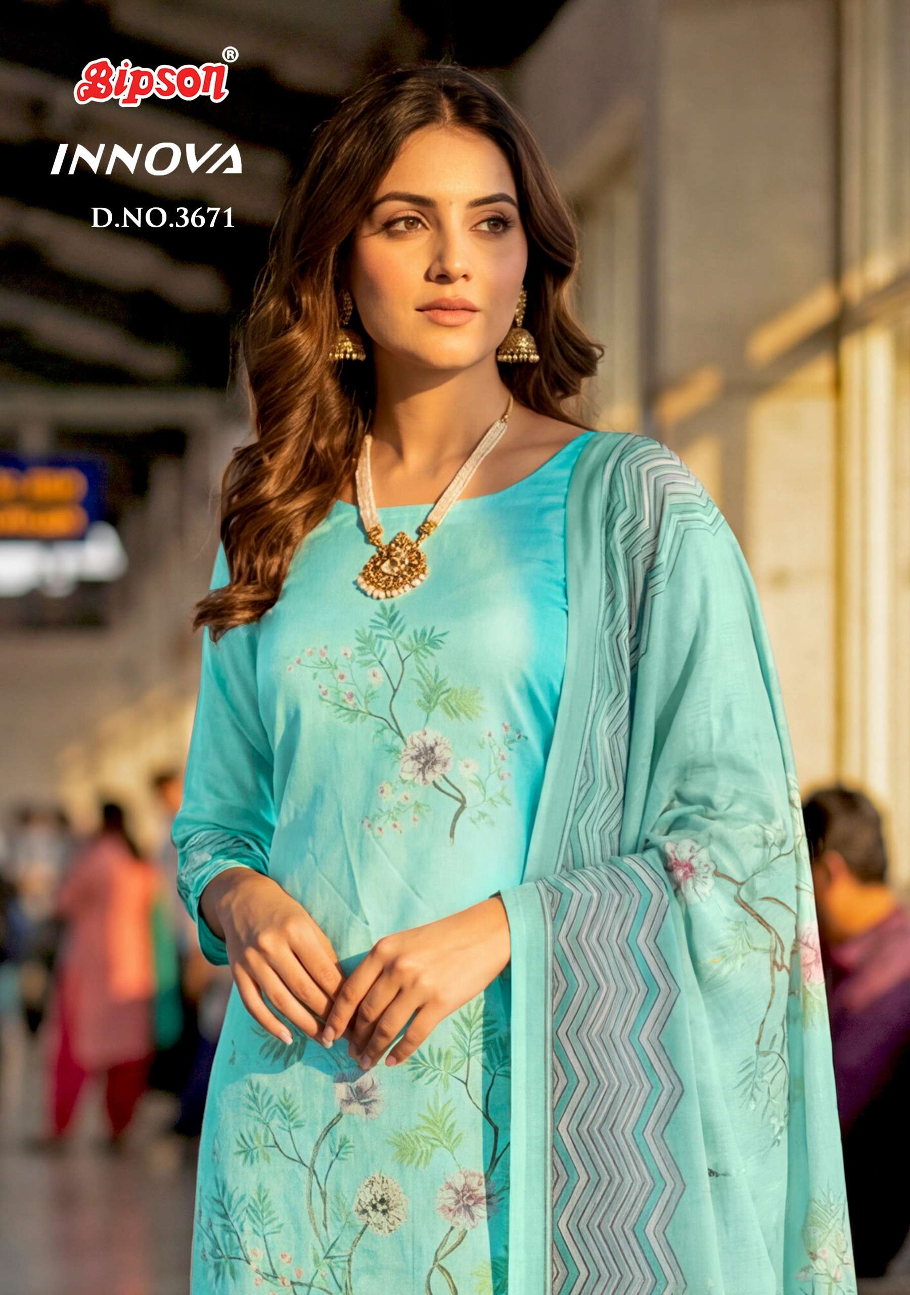BIPSON PRINTS INNOVA 3671 COTTON DIGITAL PRINT WITH HAND WORK SUIT