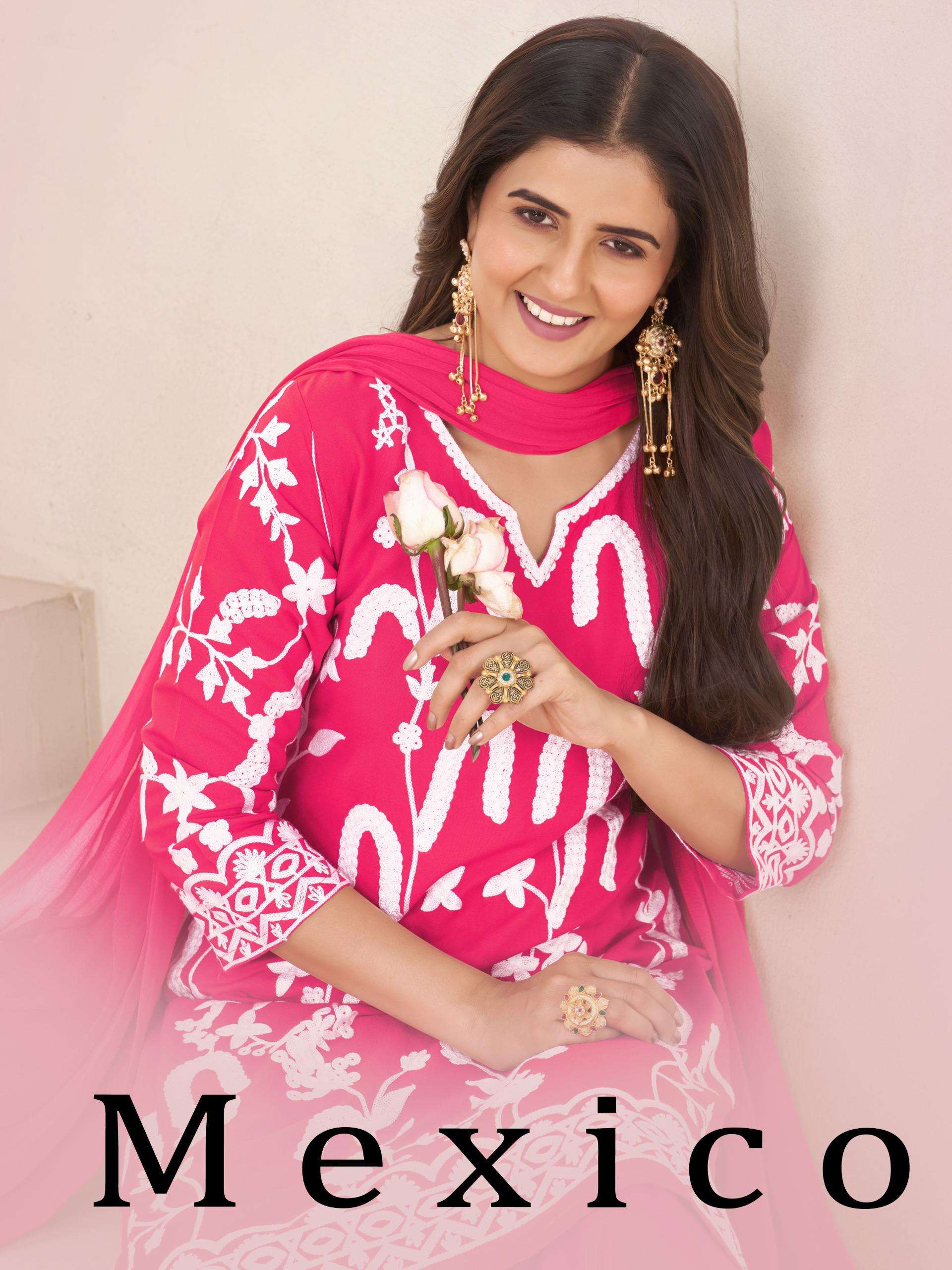 BLUE HILLS MEXICO RAYON FANCY WORKS LADIES 3PIECE SET COLLECTION 