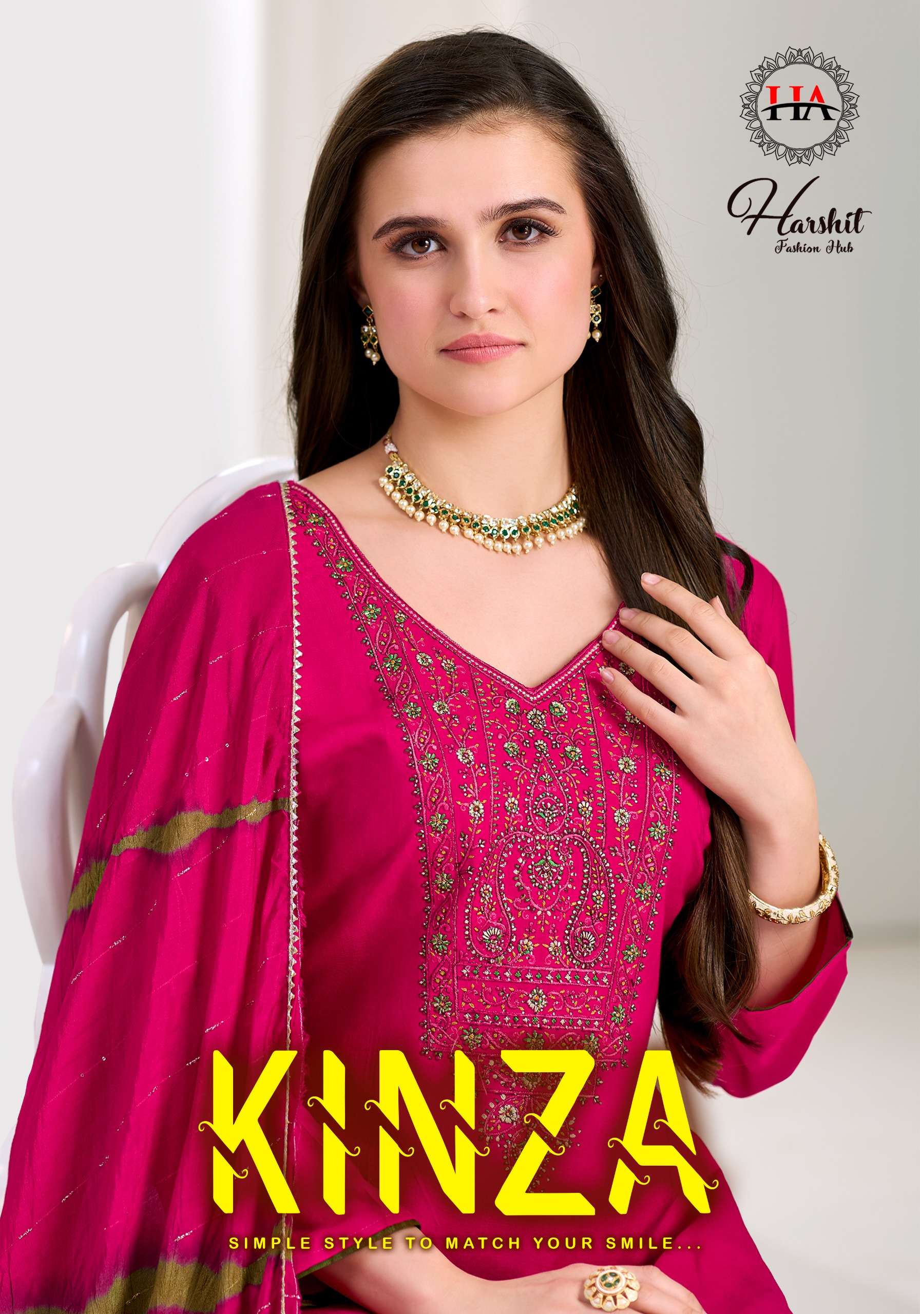 HARSHIT FASHION HUB KINZA VISCOSE FANCY EMBROIDERIES WORK SUIT