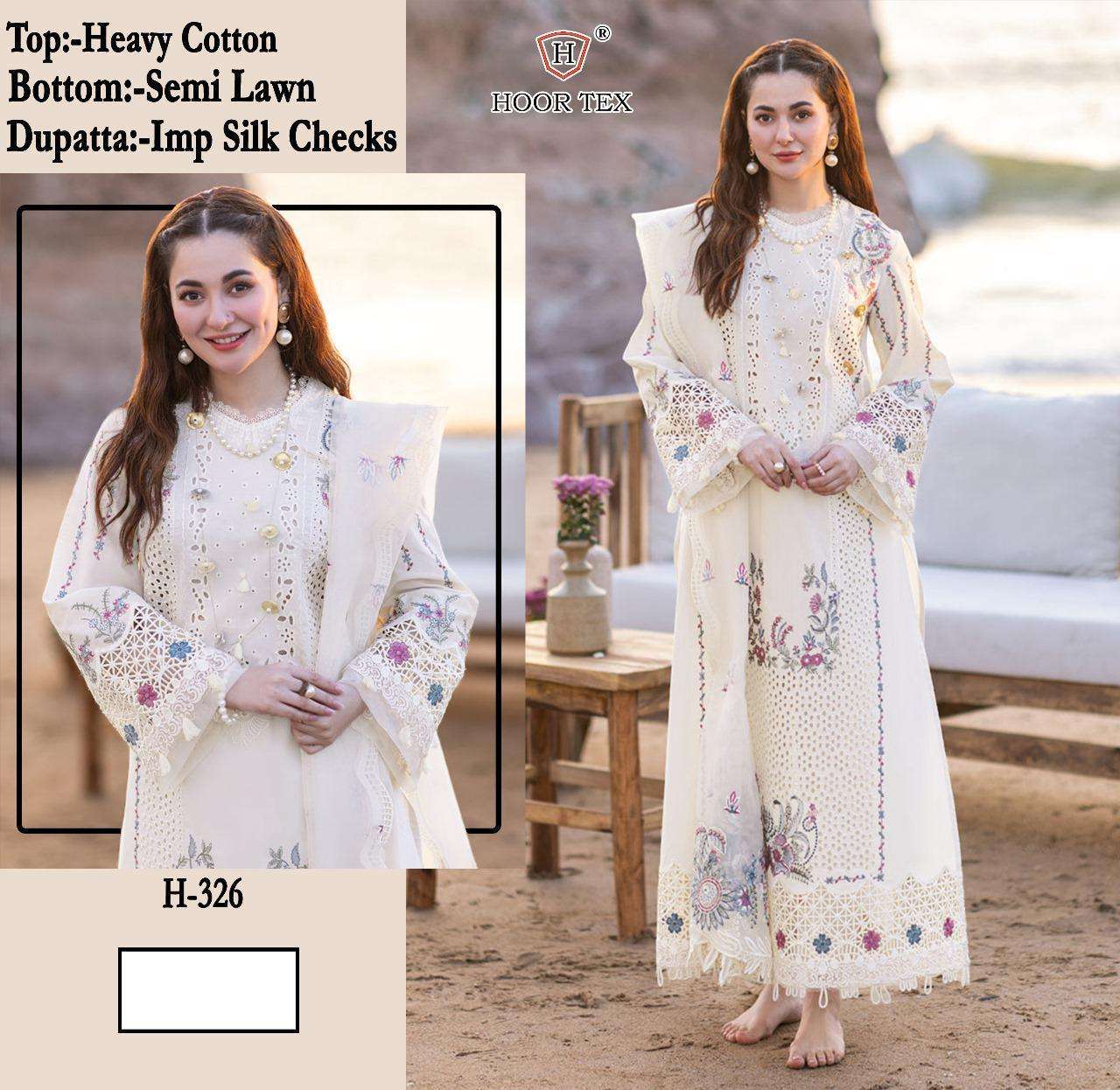 HOOR TEX H 326 COTTON FANCY EMBROIDERY WORK PAKISTANI SUIT