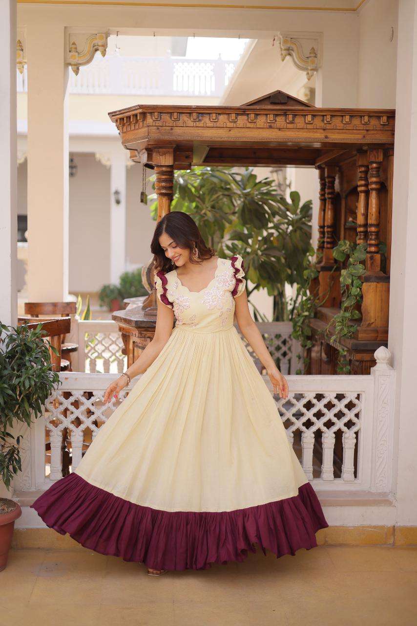 KA 1234 COTTON PREETY LOOKS DESIGNER LADIES GOWN 