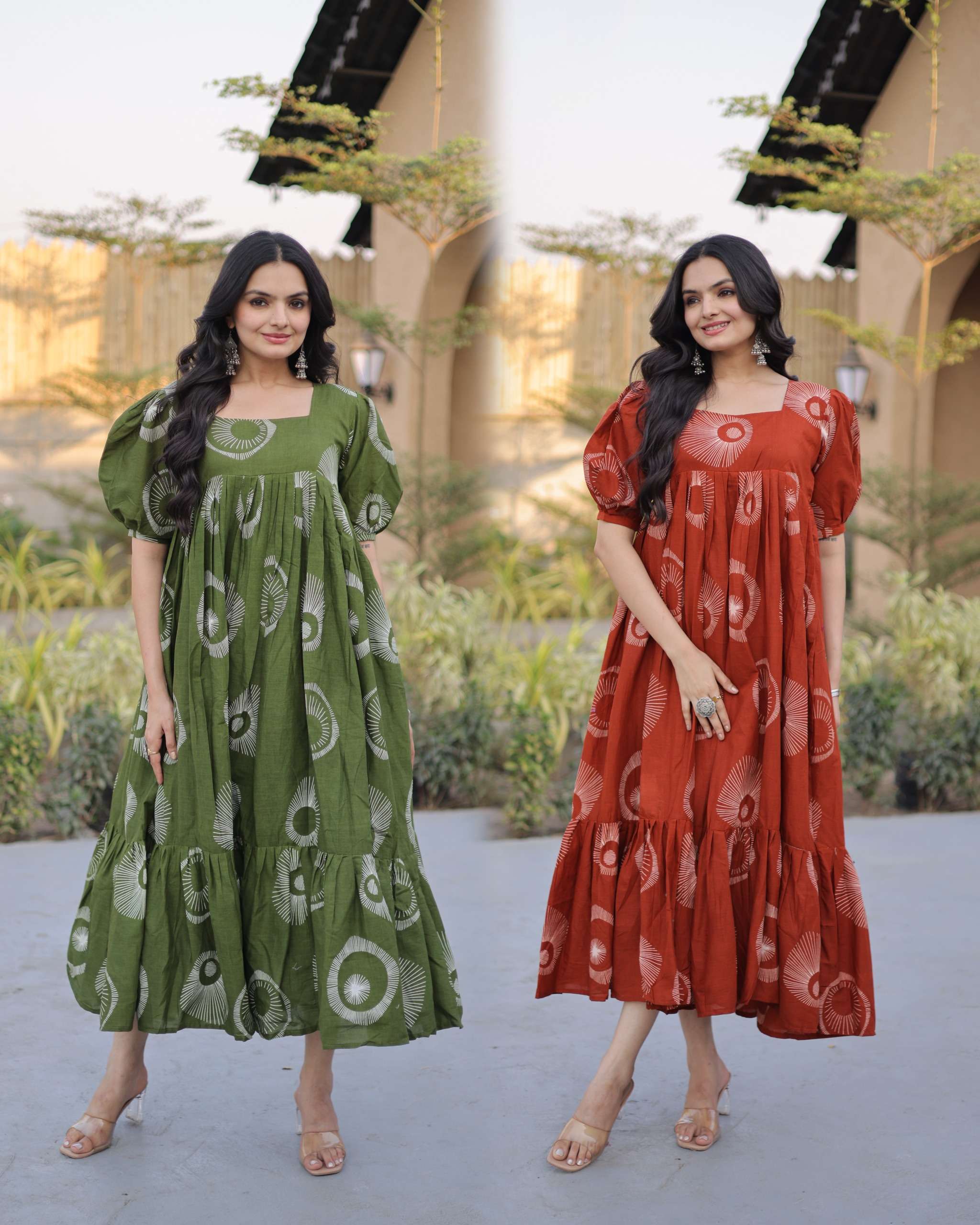 KA 1249 COTTON PRINTED FANCY SUMMER WEAR LADIES GOWN