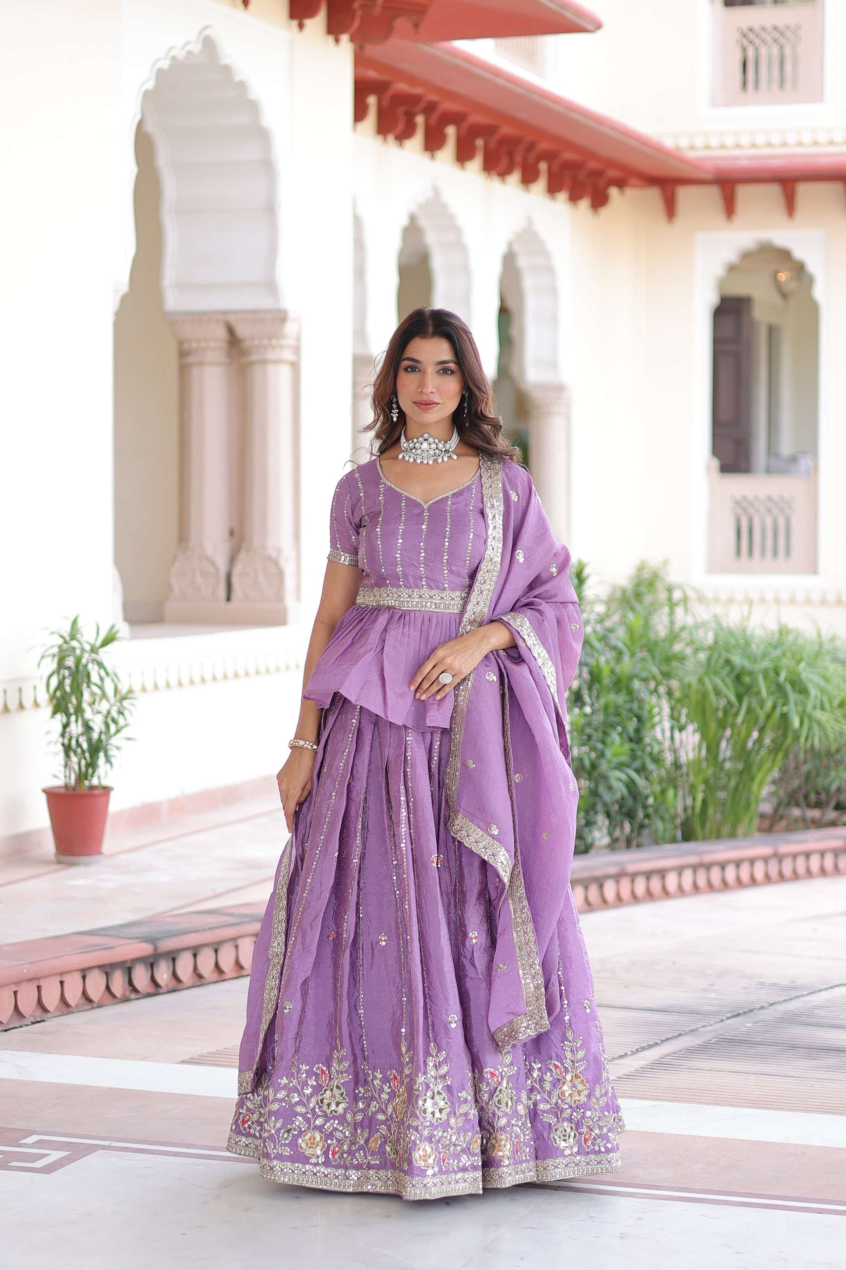 KA 5057 CRUSH FABRIC SEQUENCE EMBROIDERY DESIGNER FESTIVE WEAR LEHENGA CHOLI 