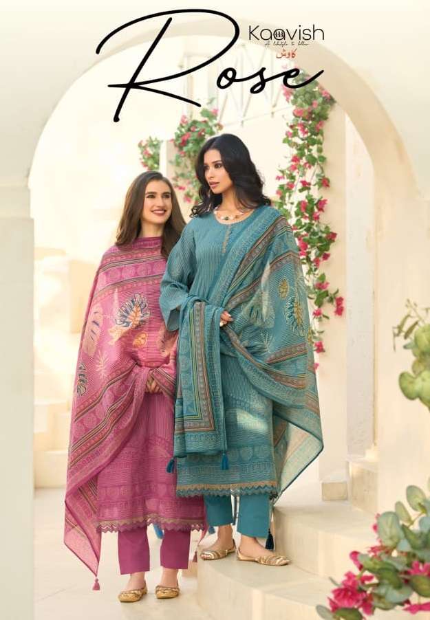 KAAVISH ROSE CHANDERI DIGITAL WITH EMBROIDERY WORK SUITS 