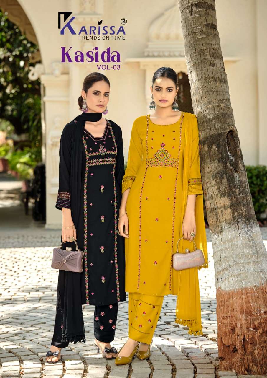 KARISSA KASIDA VOL 3 RAYON FANCY WORK LADIES 3PCS SET COLLECTION 