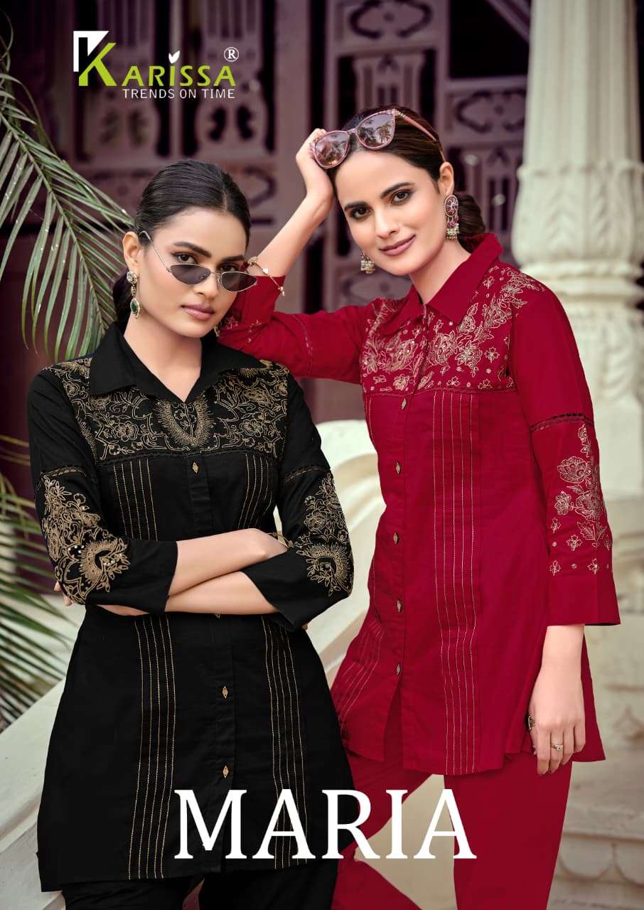 KARISSA MARIA COTTON FANCY PREETY LOOK DESIGNER WORK LADIES TOP WITH BOTTOM PAIR 