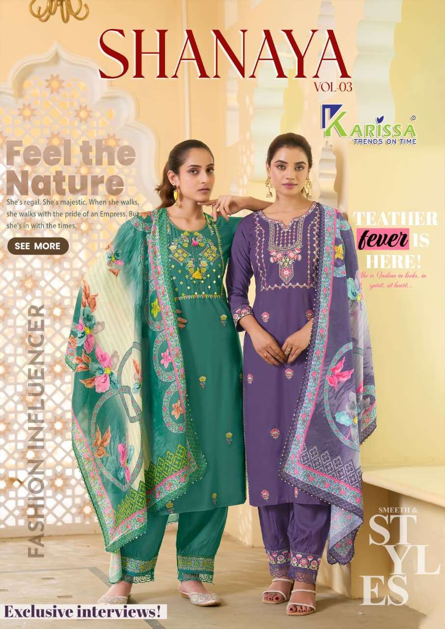 KARISSA SHANAYA VOL 3	RAYON FANCY WORKS LADIES 3PIECE SET COLLECTION 