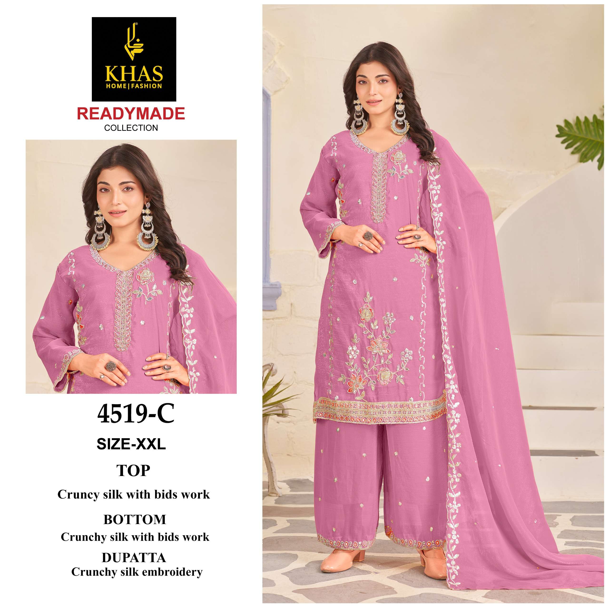 KHAS FASHION D NO 4519 SILK WITH EMBROIDERY DESIGNER PAKISTANI SUIT
