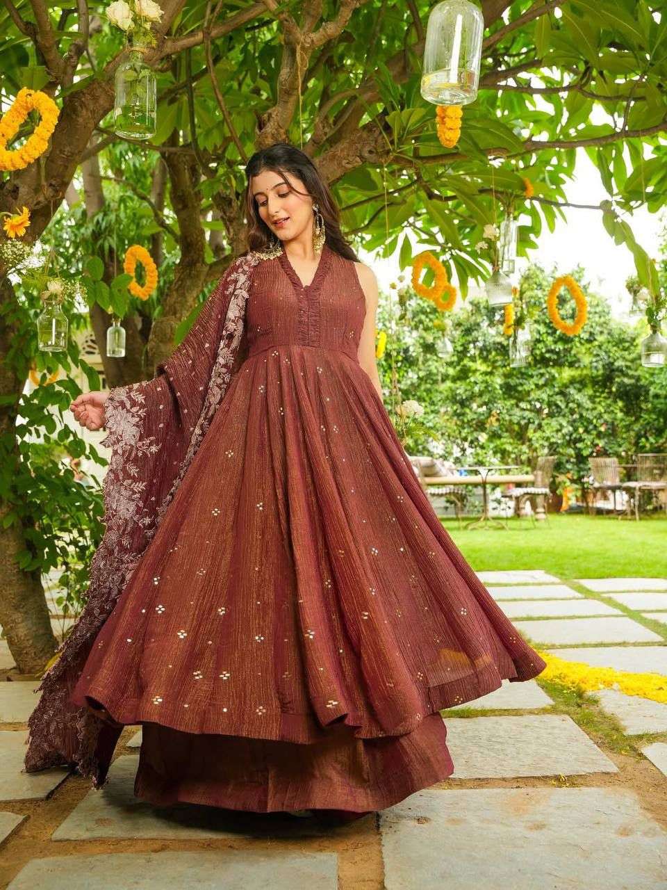 LG 2046 CRUNCHY SILK BEAUTIFUL PREETY LOOK DESIGNER LADIES FLARED KURTI SHARARA AND DUPATTA SET 