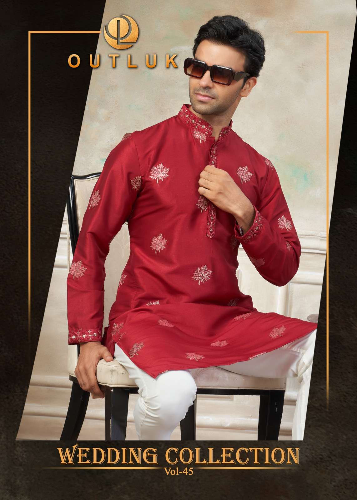 OUT LOOK VOL 45 SILK FANCY TRADITIONAL LOOK MENS WEAR KURTA WITH PYJAMA PAIR 