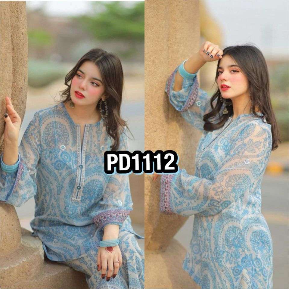 PD 1112 CREPE FANCY PARTY WEAR LOOK DESIGNER LADIES SUIT
