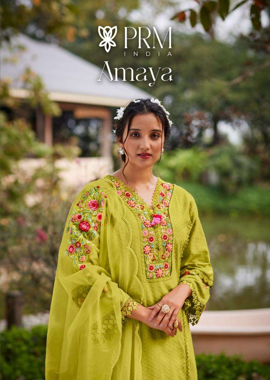 PRM INDIA AMAYA COTTON BEAUTIFUL EMBROIDERY DESIGNER READY MADE FESTIVE WEAR LADIES SUIT