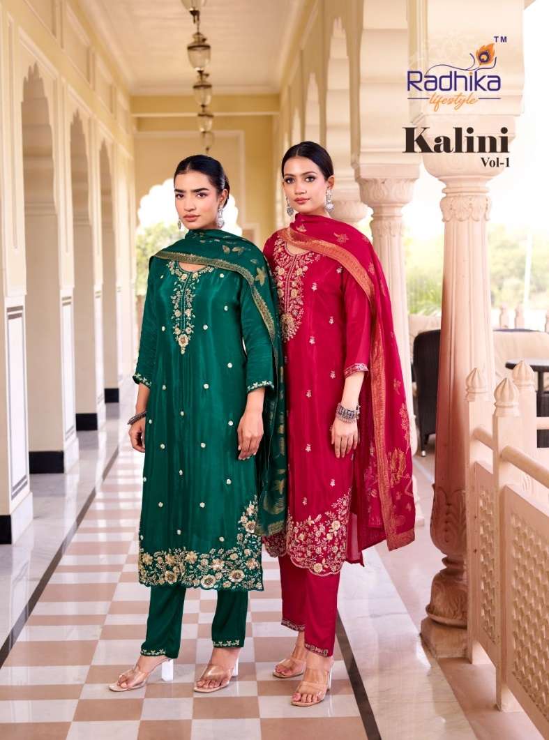 RADHIKA LIFESTYLE KALINI VOL 1 SILK WITH EMBROIDERY WORK LADIES 3PIECE SET COLLECTION 