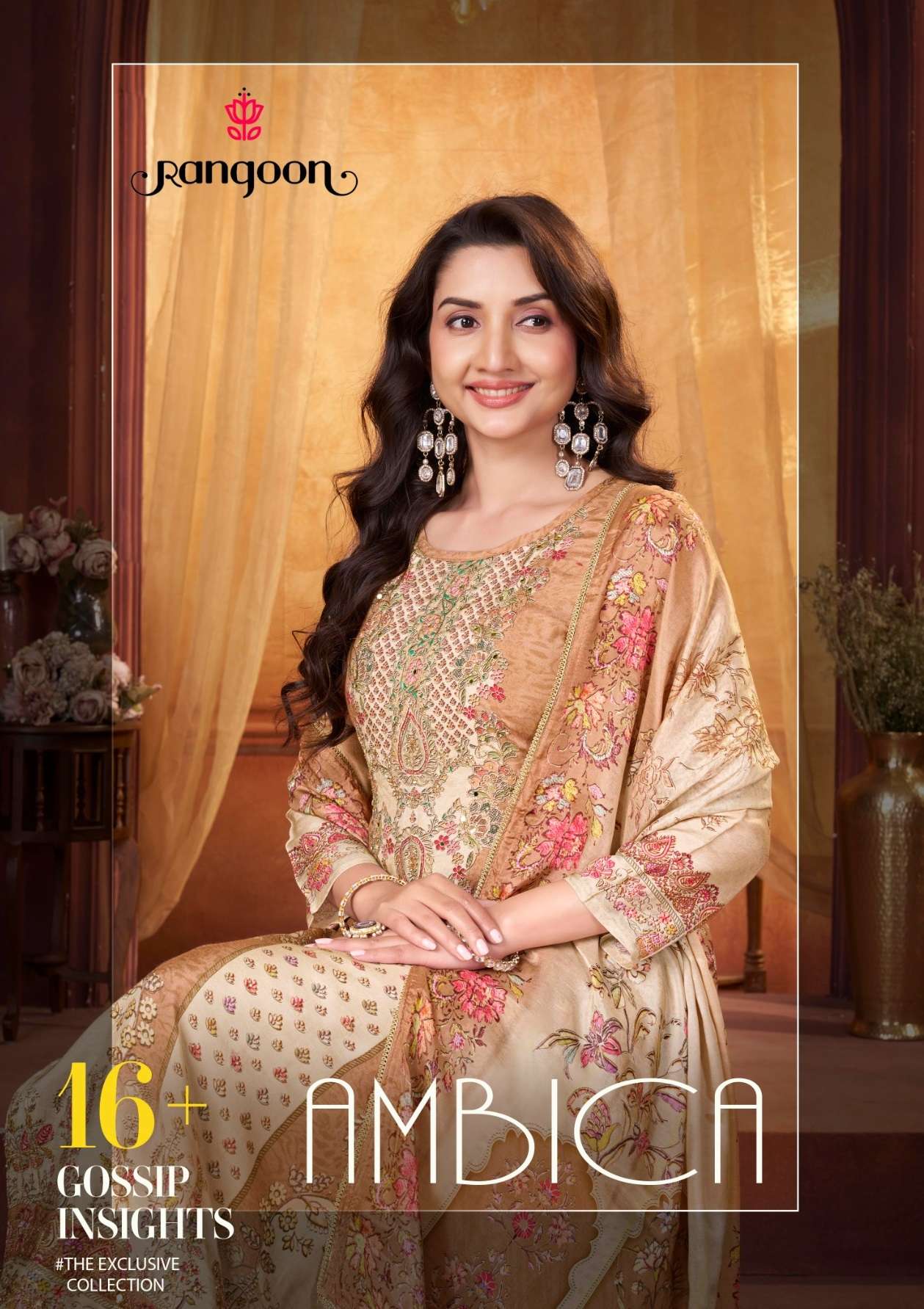 RANGOON AMBICA MUSLIN DIGITAL PRINT WITH FANCY WORK LADIES SUIT