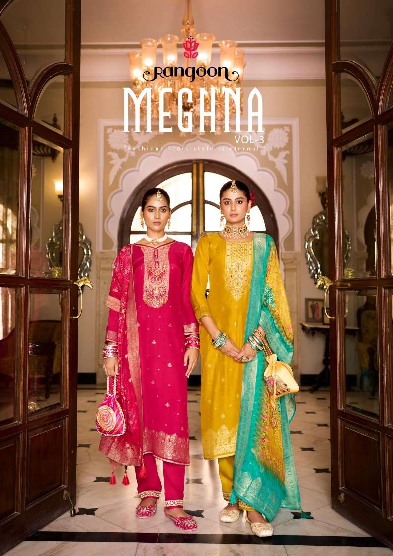 RANGOON MEGHANA VOL 3 JACQUARD DESIGNER LADIES FESTIVE WEAR SUIT