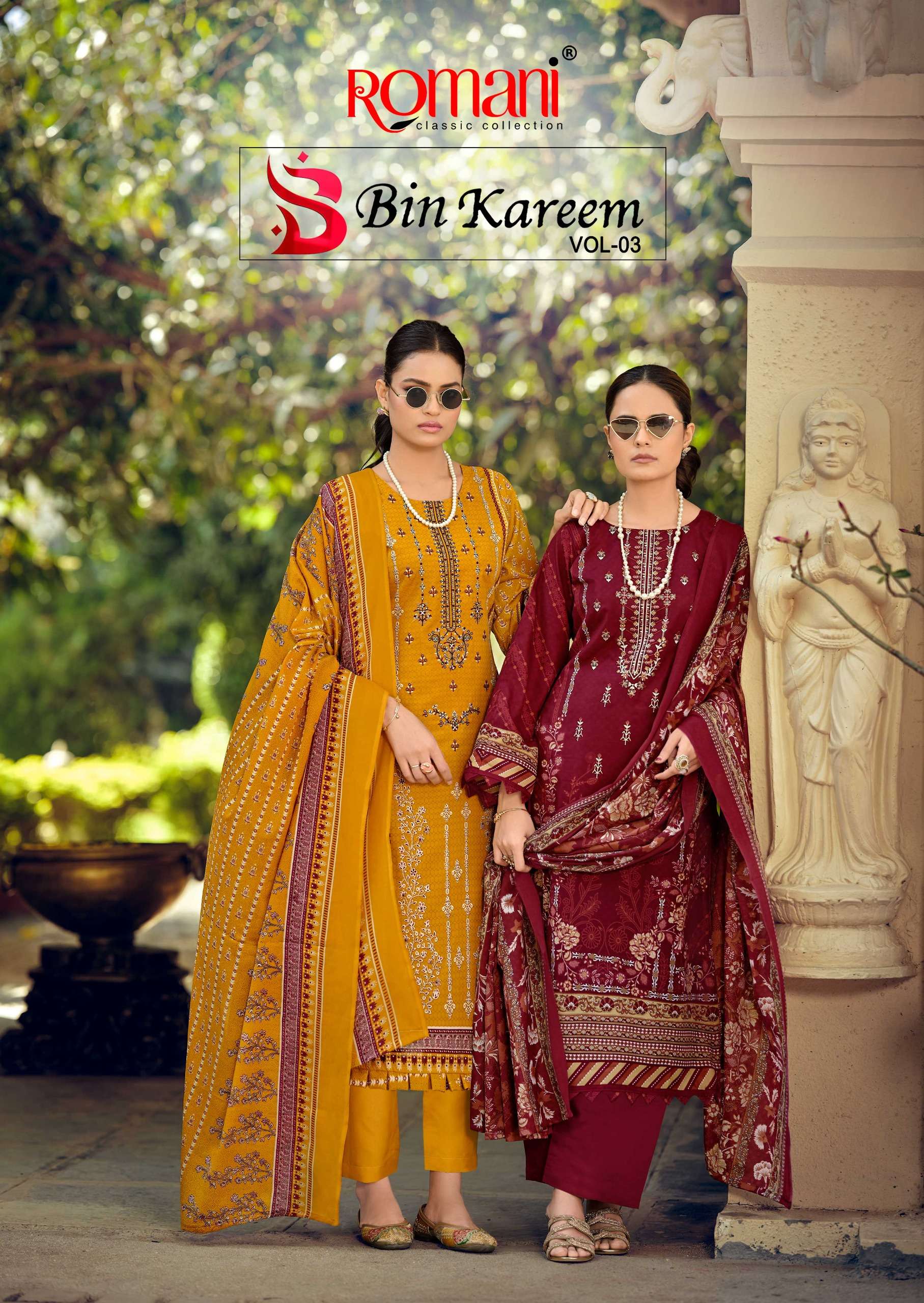ROMANI BIN KAREEM VOL 3 COTTON DIGITAL STYLE PRINT WITH FANCY WORK SUIT	