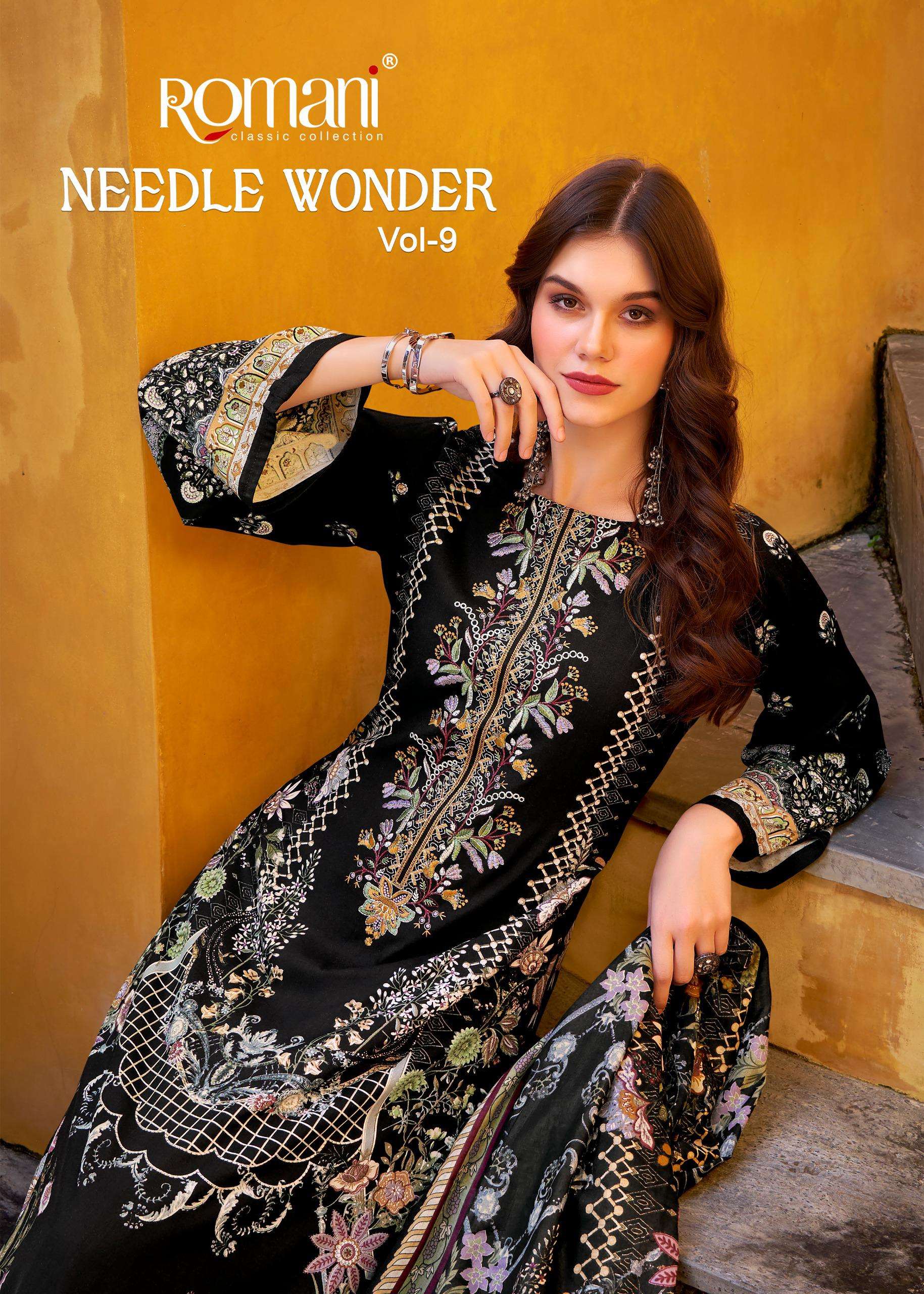 ROMANI NEEDLE WONDER VOL 9 COTTON DIGITAL STYLE PRINT WITH FANCY WORK SUIT
