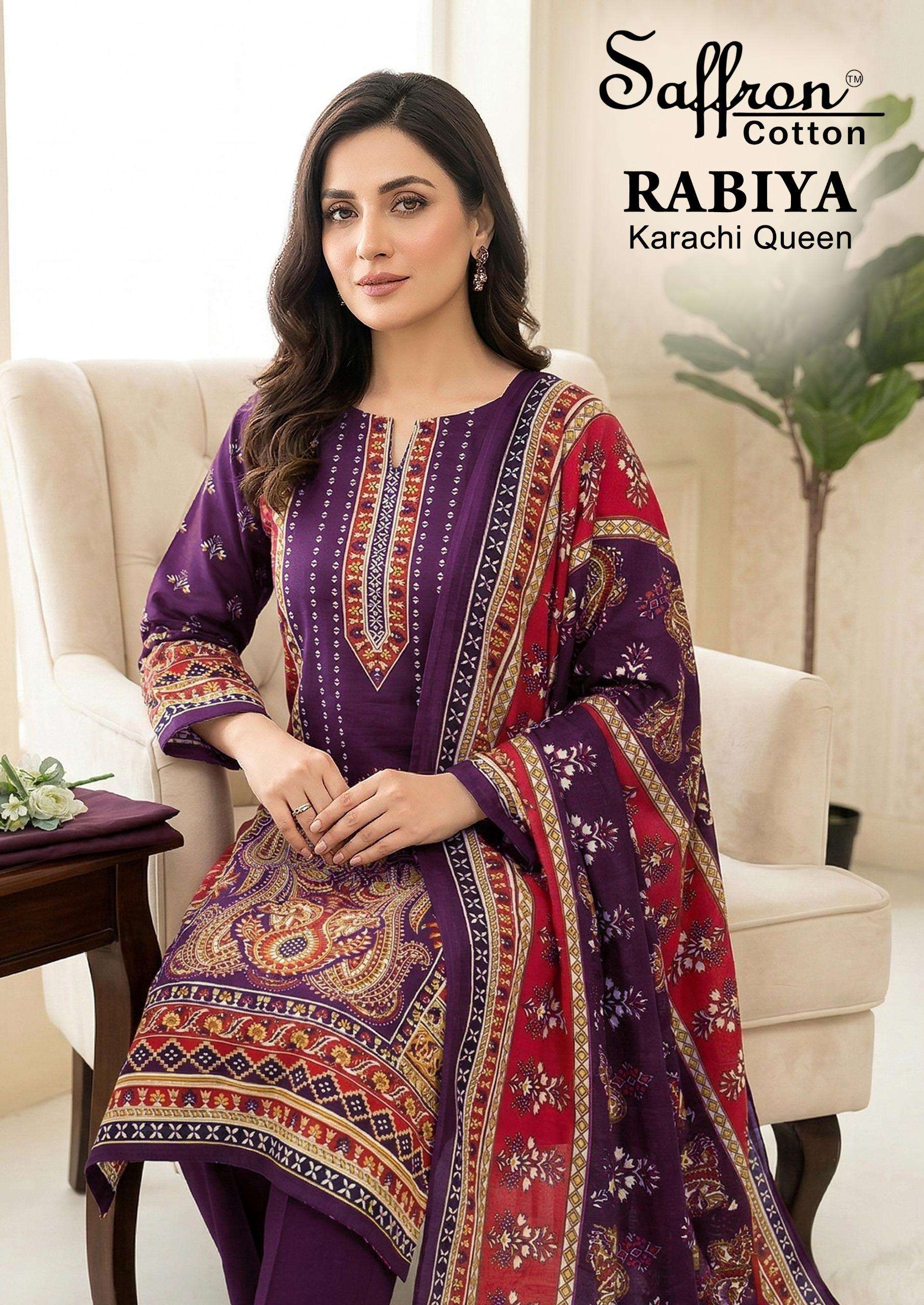 SAFFRON COTTON RABIYA KARACHI QUEEN VOL 1 COTTON DIGITAL PRINTS SALWAR SUIT