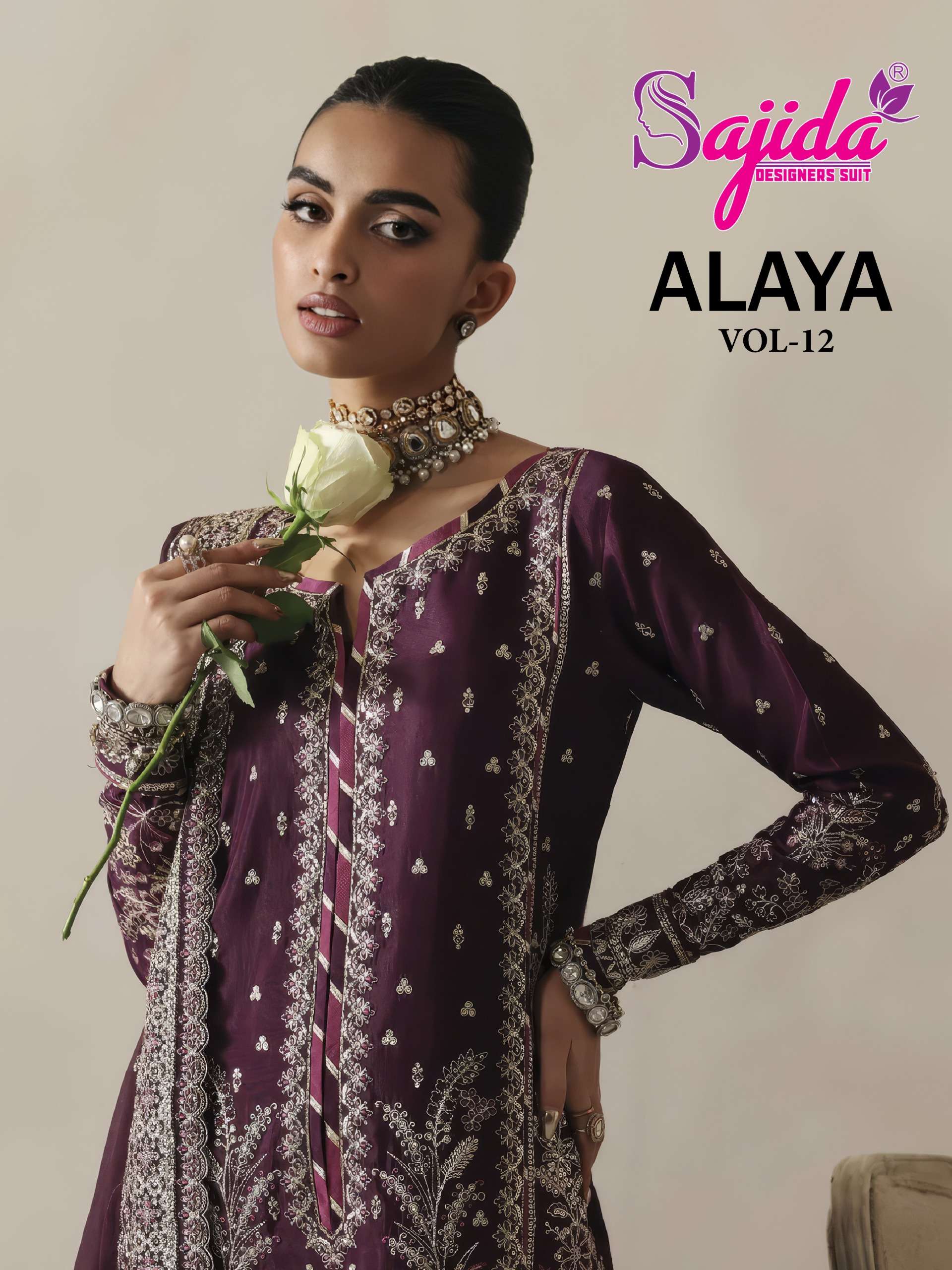 SAJIDA DESIGNER ALAYA VOL 12 GEORGETTE WITH HEAVY EMBROIDERED DESIGNER PAKISTANI SUIT