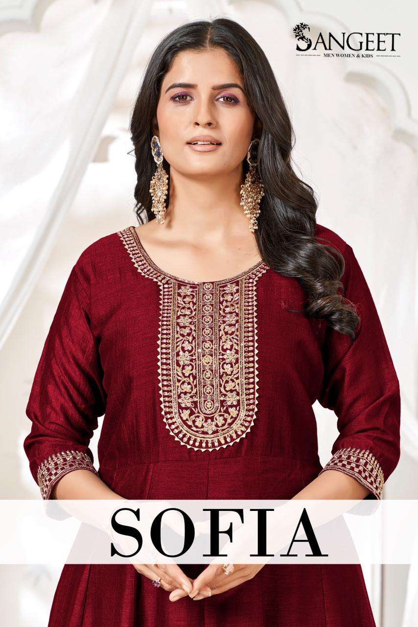 SANGEET SOFIA SILK FANCY WORKS LADIES ETHNIC WEAR GOWN 