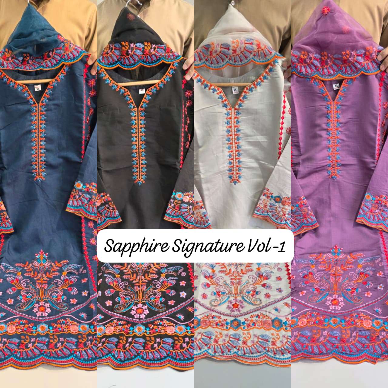 SAPPHIRE SIGNATURE VOL 1 SILK EMBROIDERY DESIGNER WORK PAKISTANI SUITS SUIT