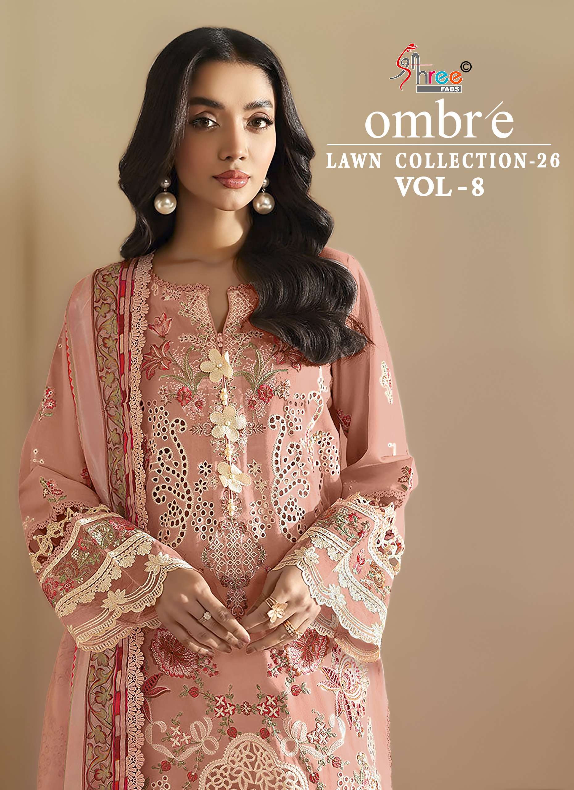 SHREE FABS OMBRE LAWN COLLECTION VOL 8 COTTON HEAVY EMBROIDERY WORK SUIT