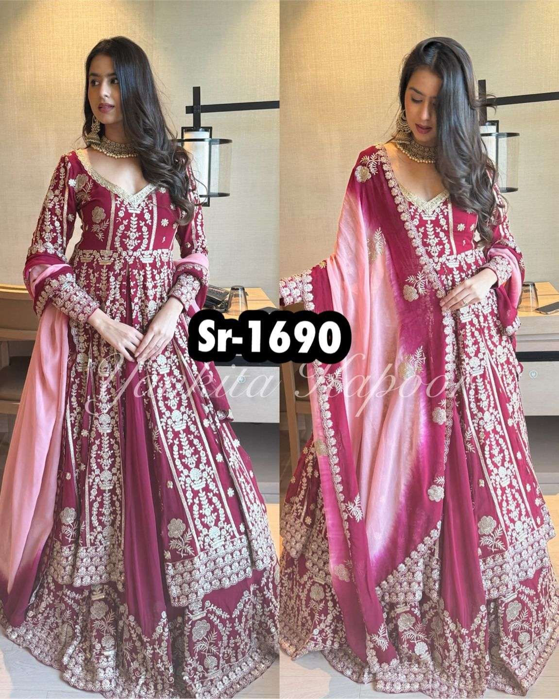 SR 1690 GEORGETTE HEAVY DESIGNER WEDDING WEAR GOWN LEHENGA WITH DUPATTA SET 