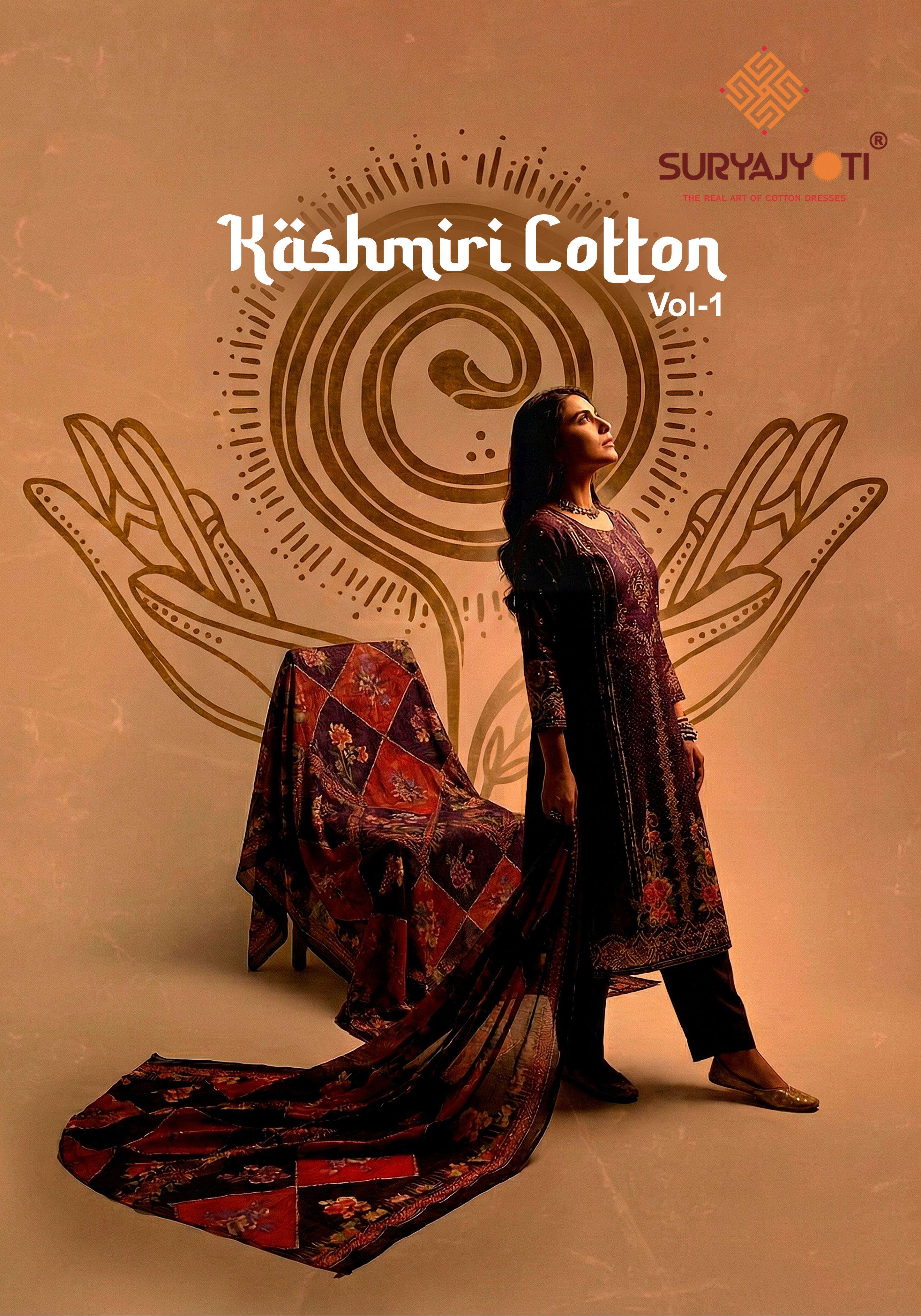  SURYAJYOTI  KASHMIRI COTTON VOL 1 COTTON PRINT WITH FANCY WORK SUIT