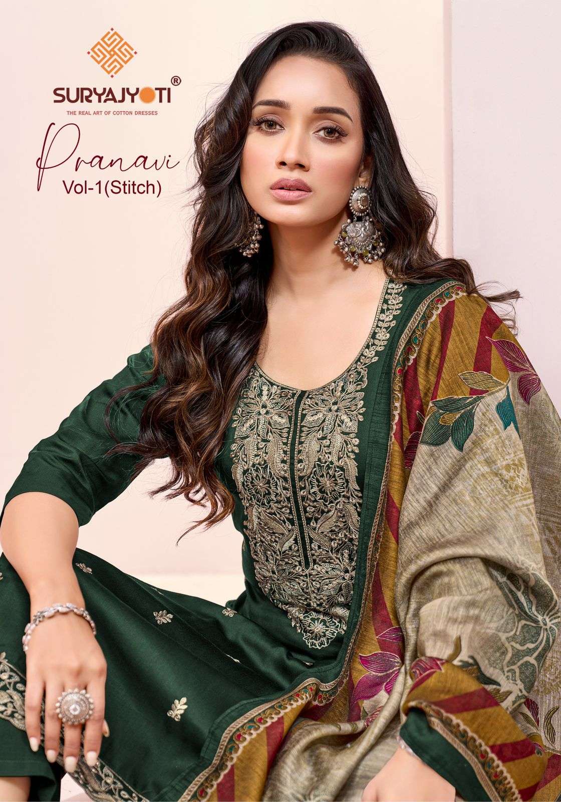 SURYAJYOTI PRANAVI VOL 1 SATIN FANCY EMBROIDERY WORK LADIES 3PCS SET COLLECTION 