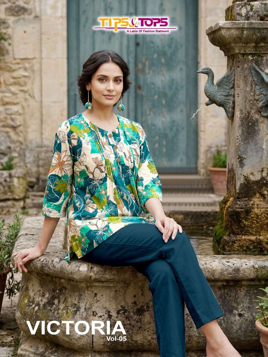TIPS AND TOPS VICTORIA VOL 5 COTTON PRINT FANCY SUMMER WEAR LADIES TOP