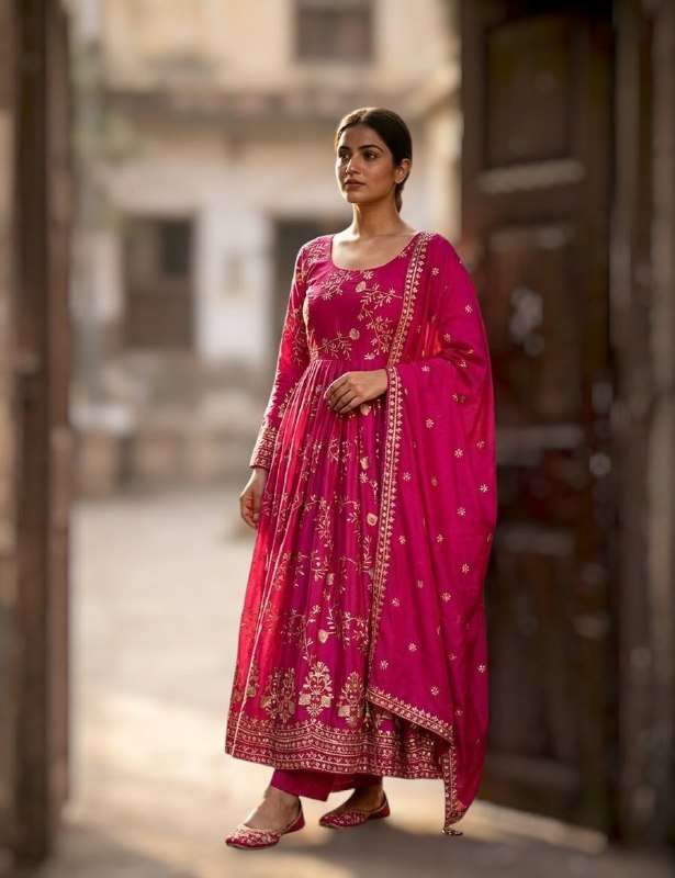 WW 1234 SILK BEAUTIFUL DESIGNER LOOK PARTY WEAR ANARKALI GOWN STYLE SUIT
