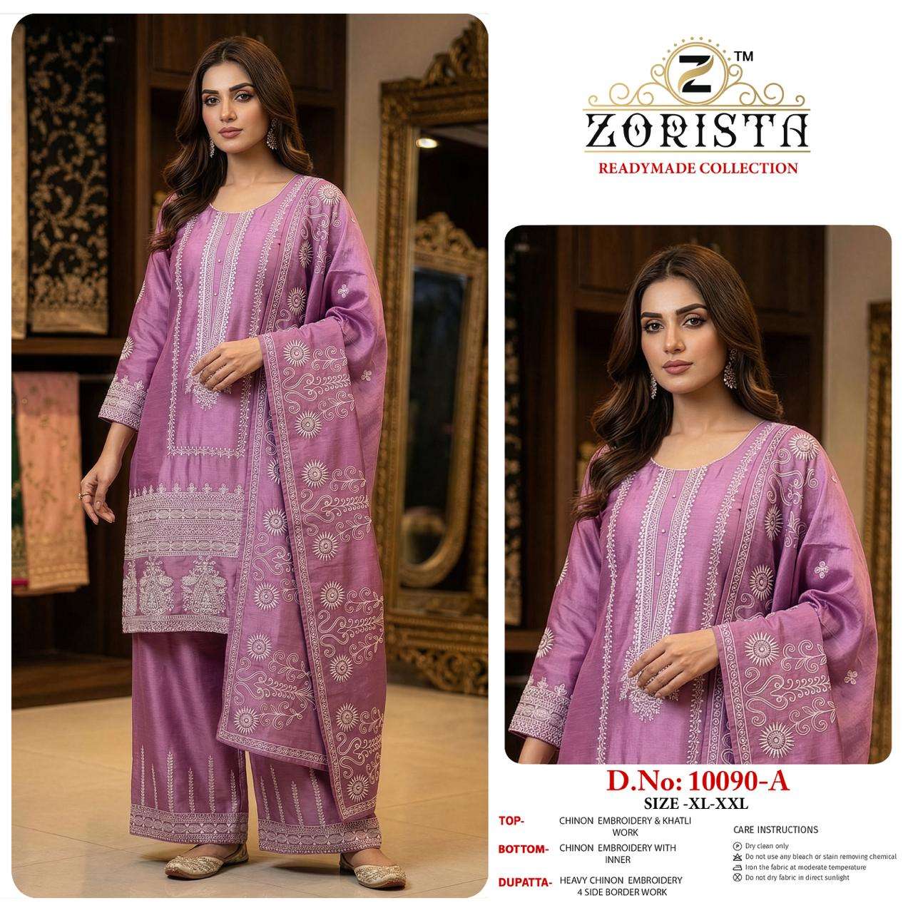  ZORISTA D NO 10090  SILK WITH EMBRODERY DESIGNER WORK PAKISTANI SUIT