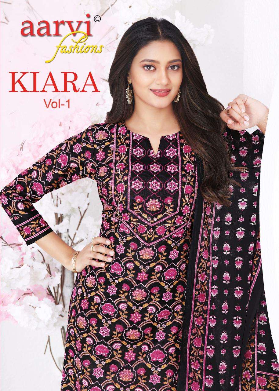 AARVI FASHION KIARA VOL 1 COTTON PRINT LADIES KURTI BOTTOM AND DUPATTA SET 