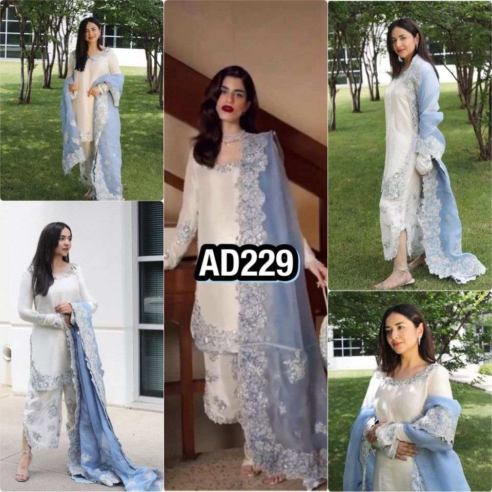 AD 229 SILK HEAVY BEAUTIFUL DESIGNER PARTY WEAR LADIES SUIT