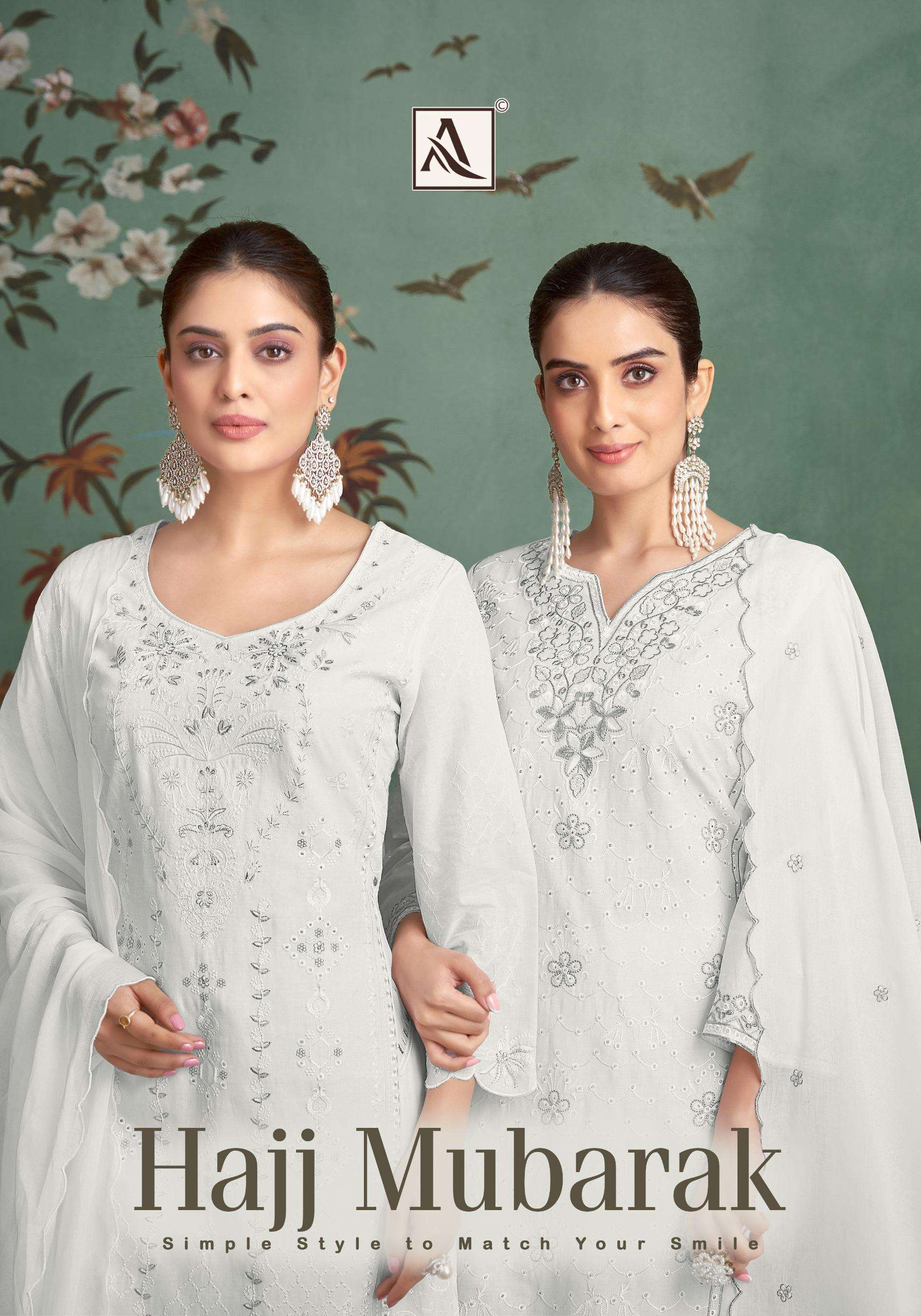 ALOK SUITS HAJJ MUBARAK LAWN COTTON FANCY EMBROIDERY WORK SUIT