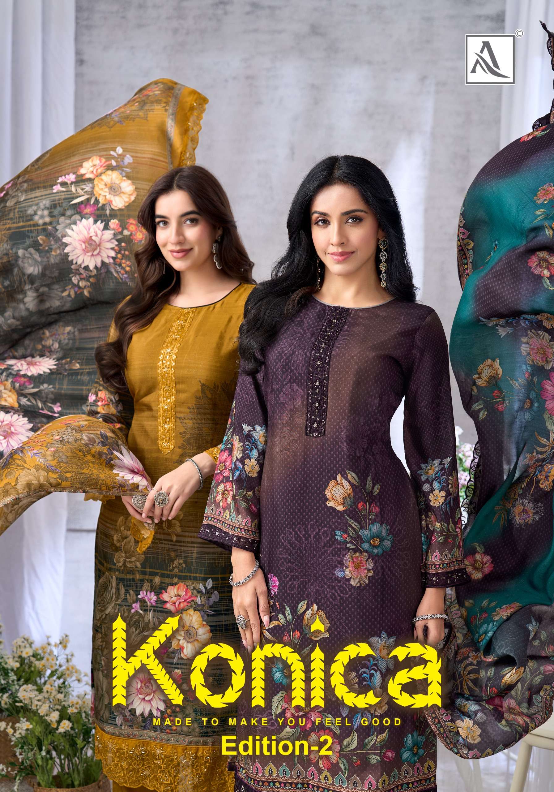 ALOK SUITS KONICA VOL 2 VISCOSE DIGITAL PRINT WITH FANCY EMBROIDERY WORK SUIT