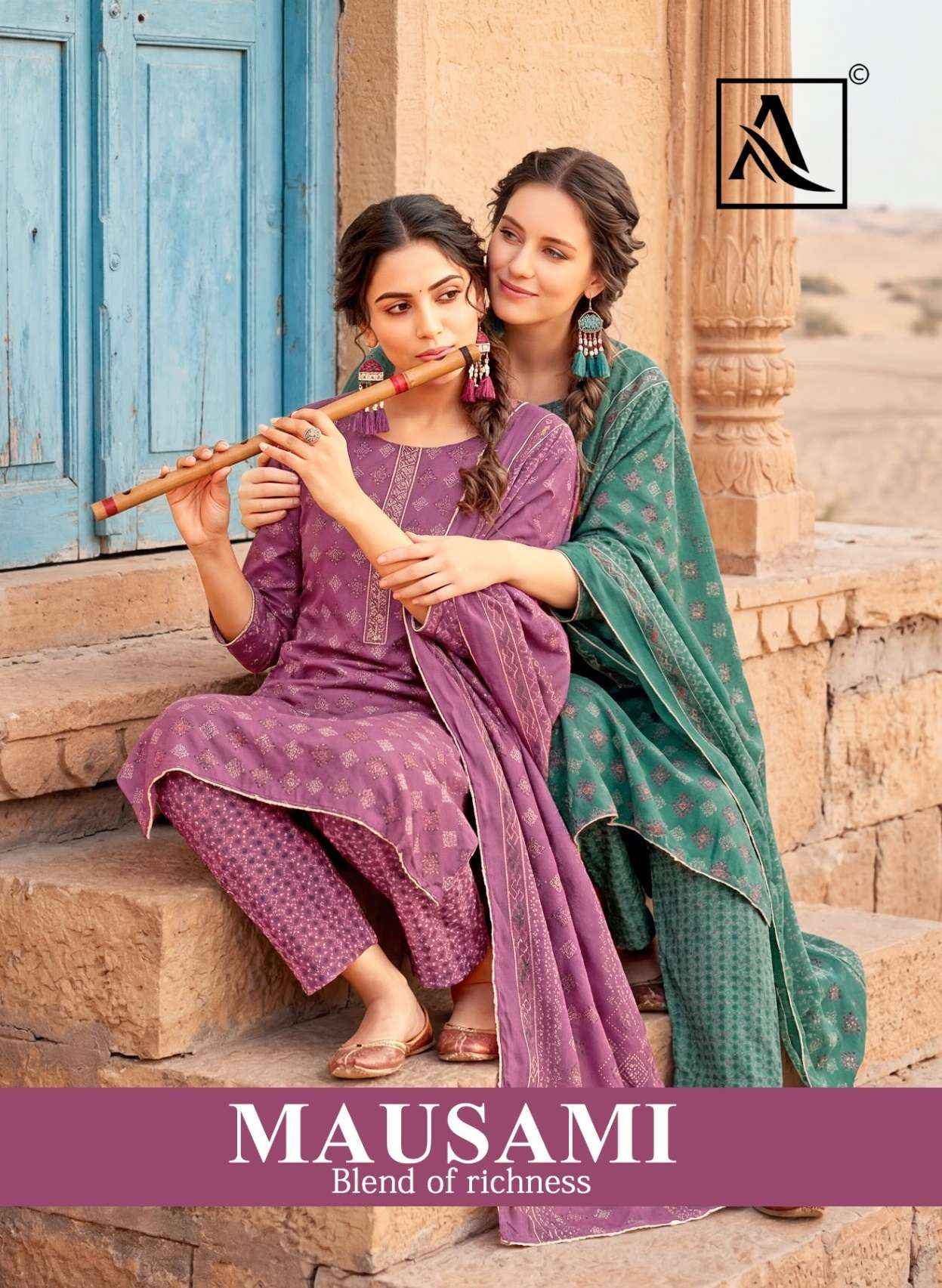 ALOK SUITS MAUSAMI VISCOSE PRINT WITH FANCY EMBROIDERY WORK SUIT