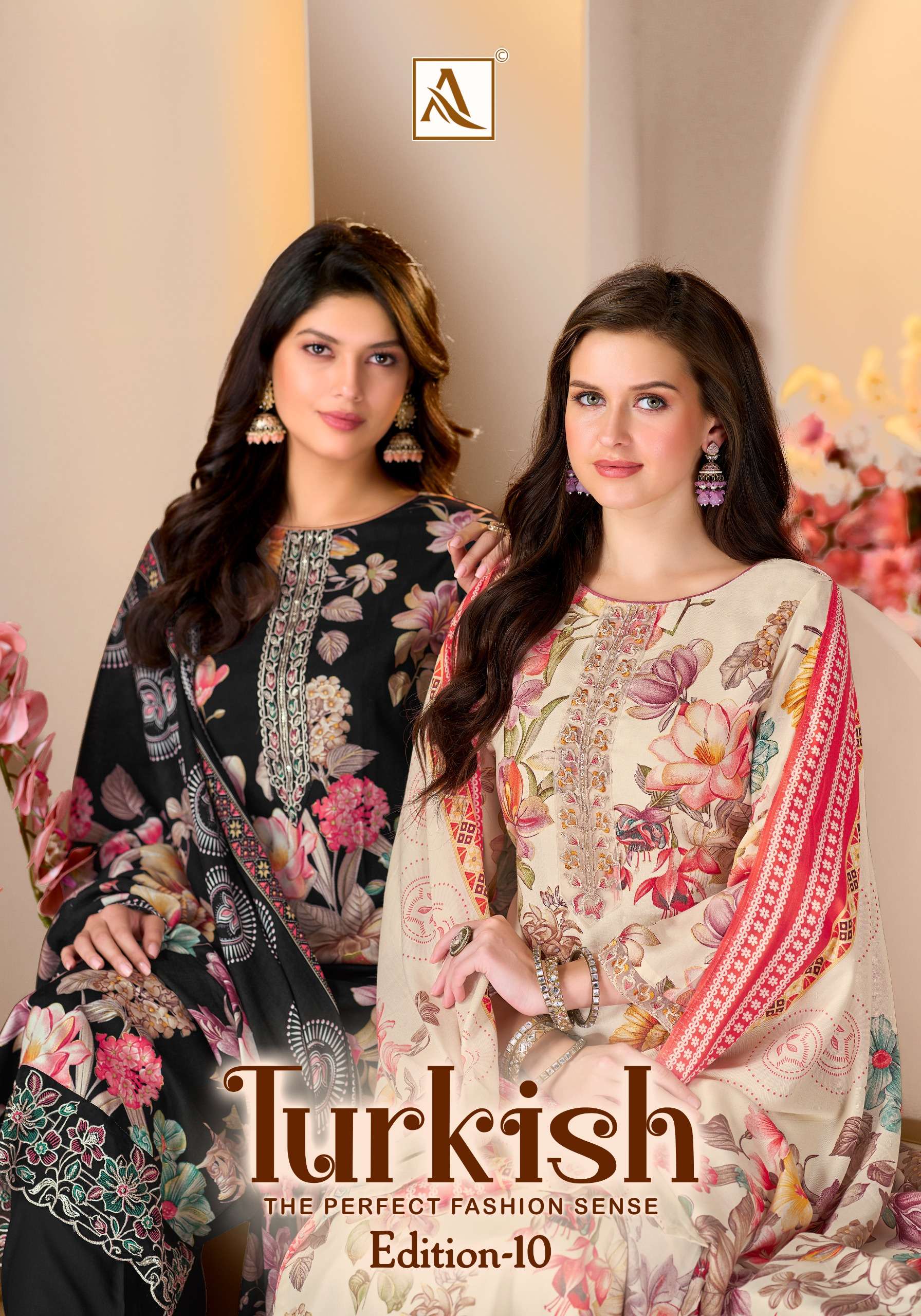 ALOK SUITS TURKISH EDITION 10 VISCOSE RAYON PRINT WITH FANCY WORK SUIT
