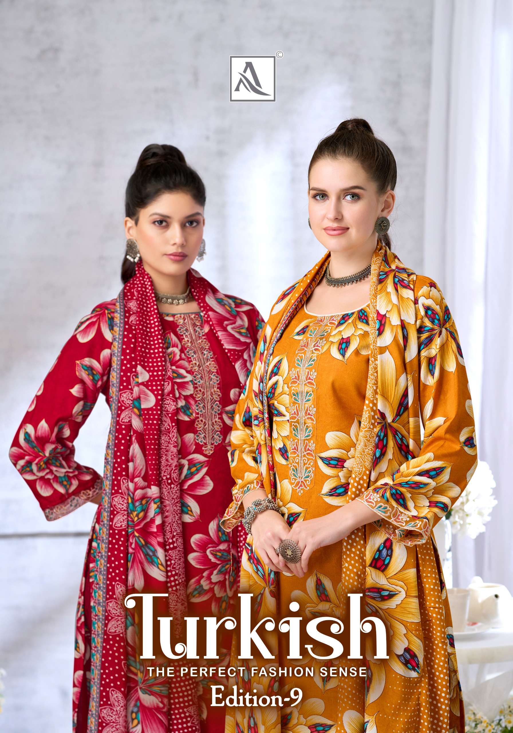 ALOK SUITS TURKISH EDITION 9 VISCOSE RAYON PRINT WITH FANCY WORK SUIT