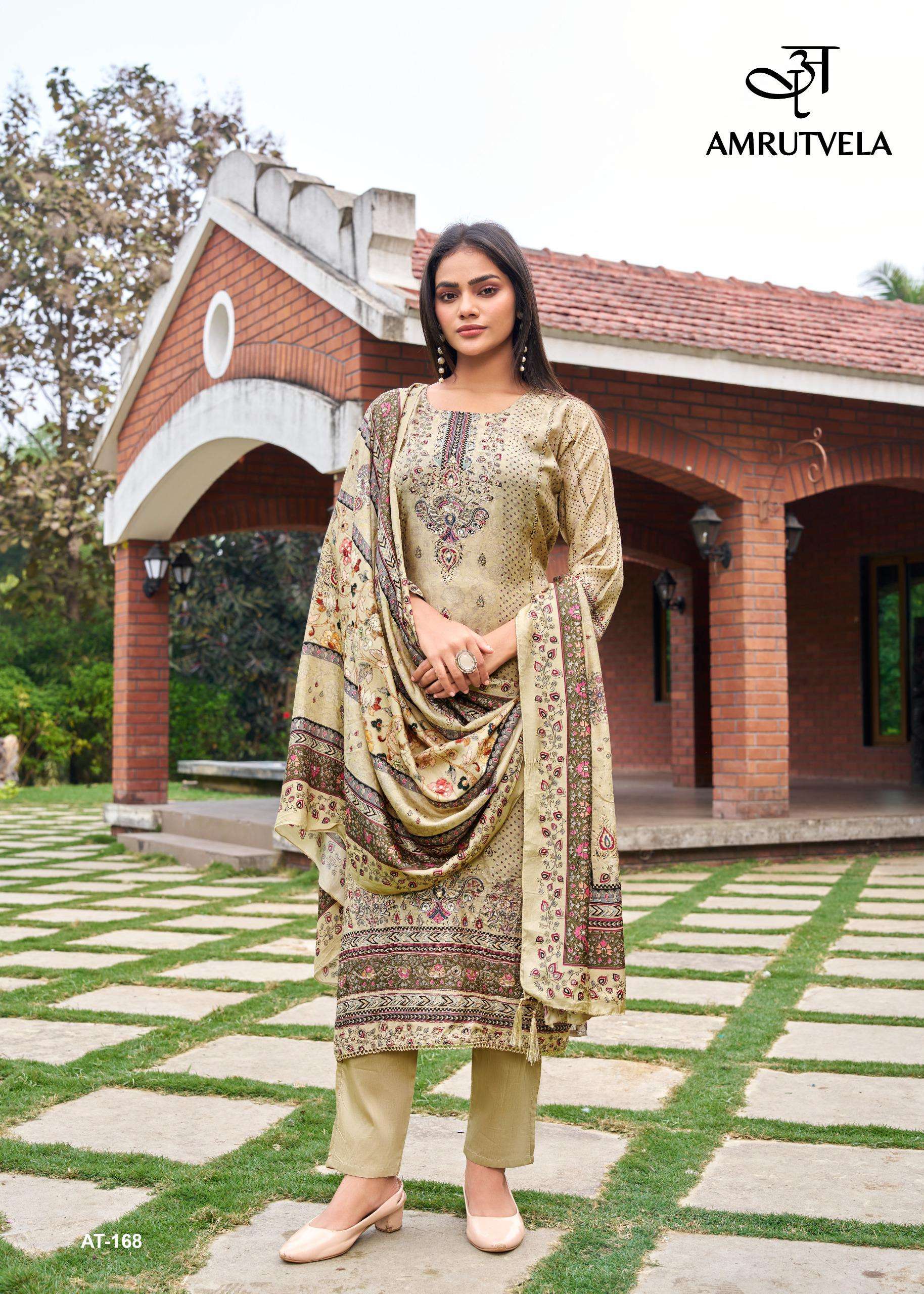AMRUTVELA AT 168 VISCOSE DIGITAL PRINT WITH HAND WORK DESIGNER SUIT