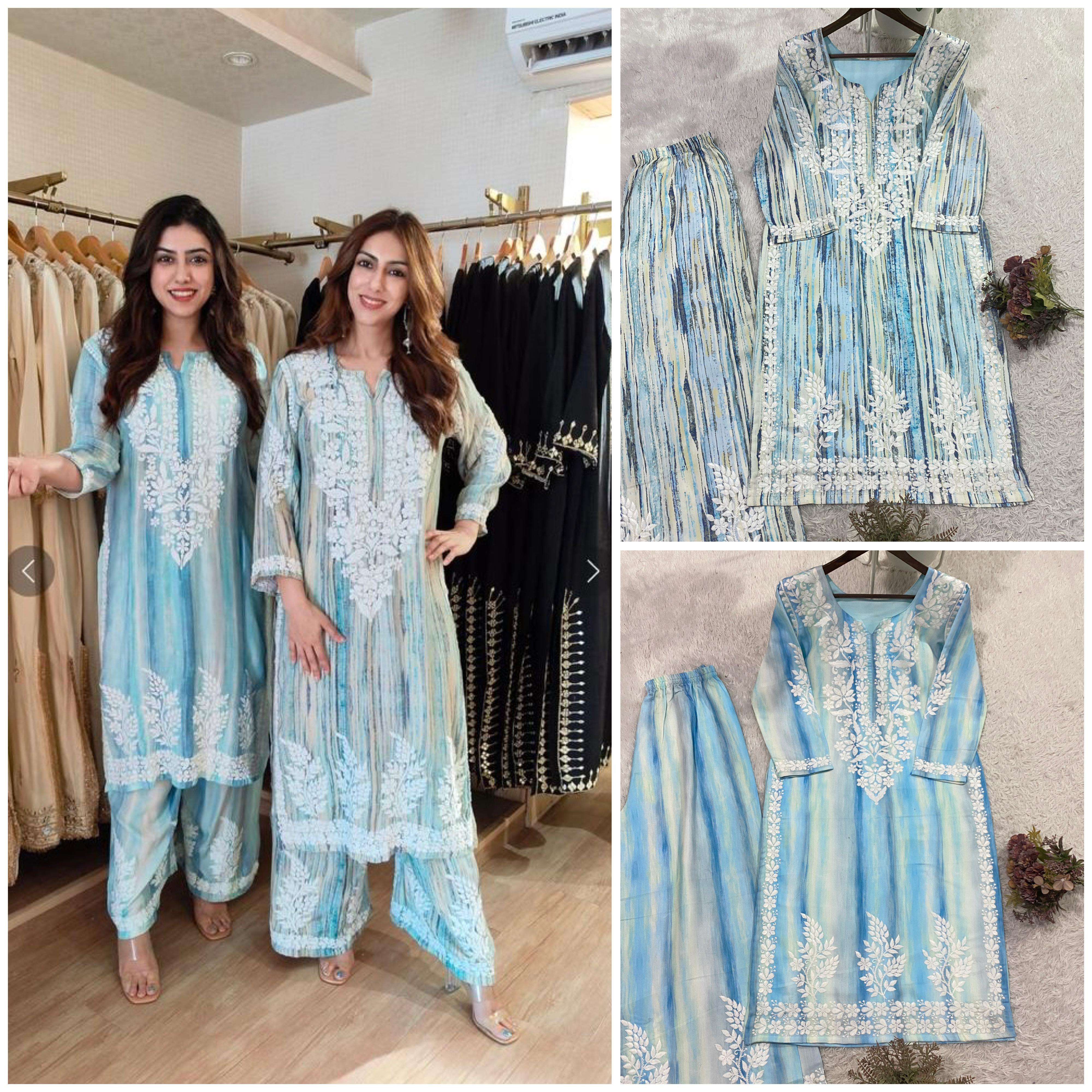BE 460 RAYON FANCY EMBROIDERY WORKS KURTI WITH PLAZZO PAIR 