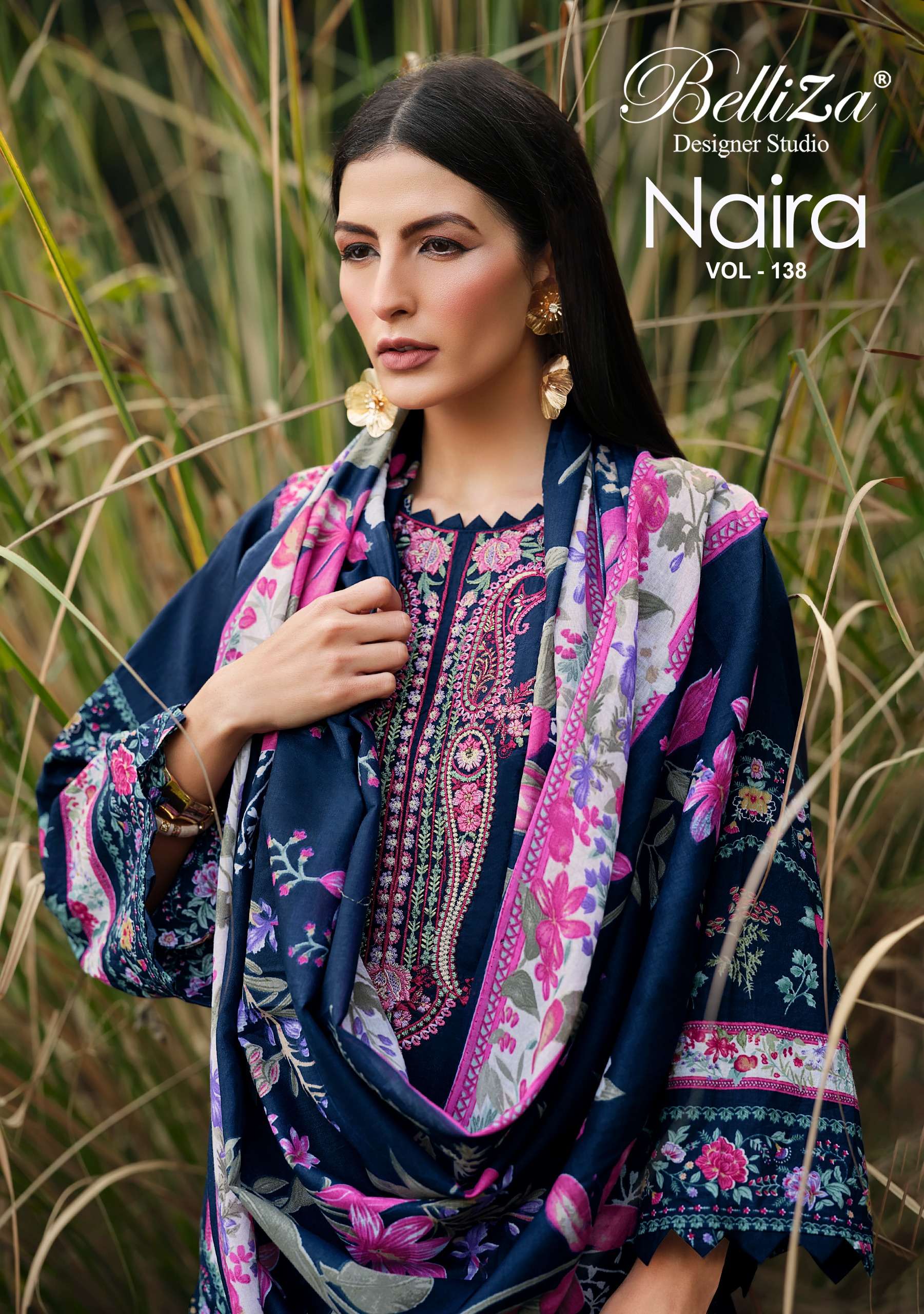 BELLIZA DESIGNER STUDIO NAIRA VOL 138 COTTON DIGITAL PRINT WITH FANCY WORK SUIT