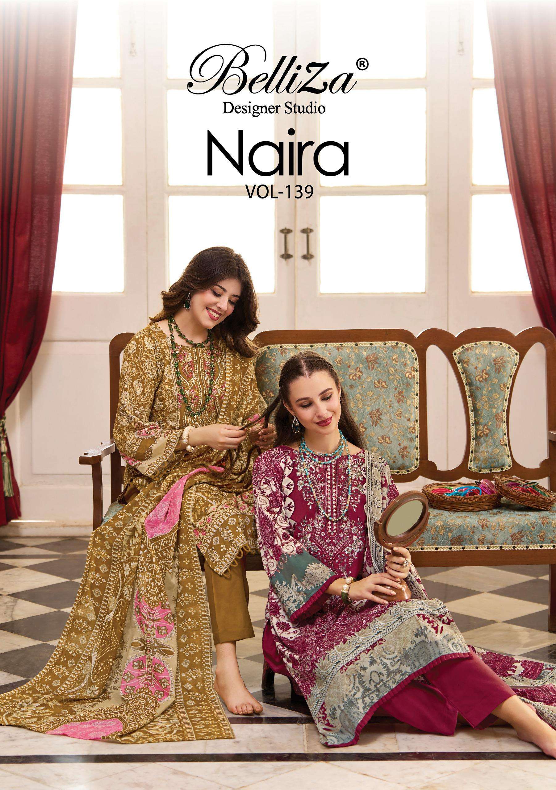 BELLIZA DESIGNER STUDIO NAIRA VOL 139 COTTON DIGITAL PRINT WITH FANCY WORK SUIT