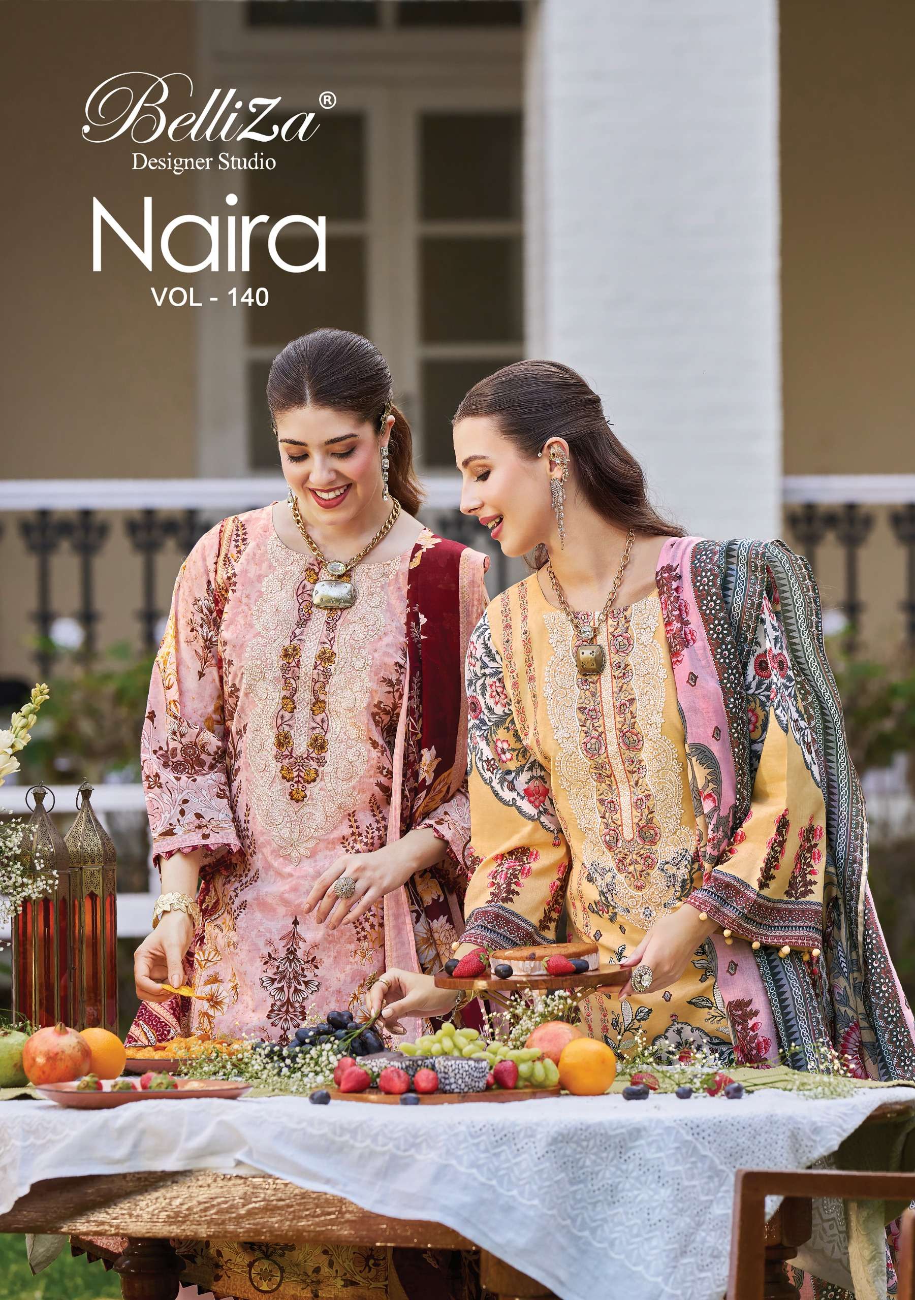 BELLIZA DESIGNER STUDIO NAIRA VOL 140 COTTON DIGITAL PRINTS WITH FANCY EMBROIDERY WORK SUIT