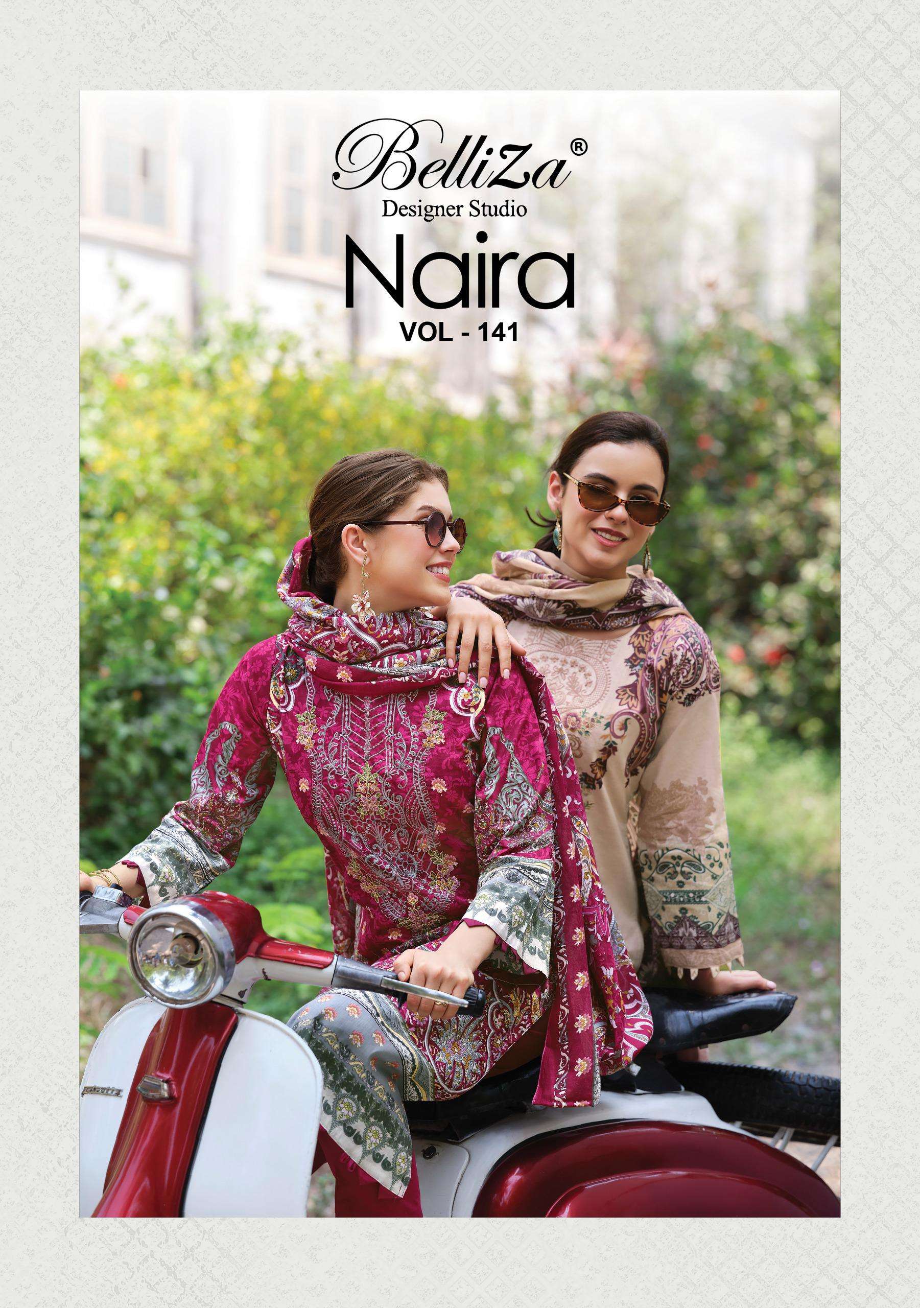 BELLIZA DESIGNER STUDIO NAIRA VOL 141 COTTON DIGITAL PRINTS WITH FANCY WORK SUIT