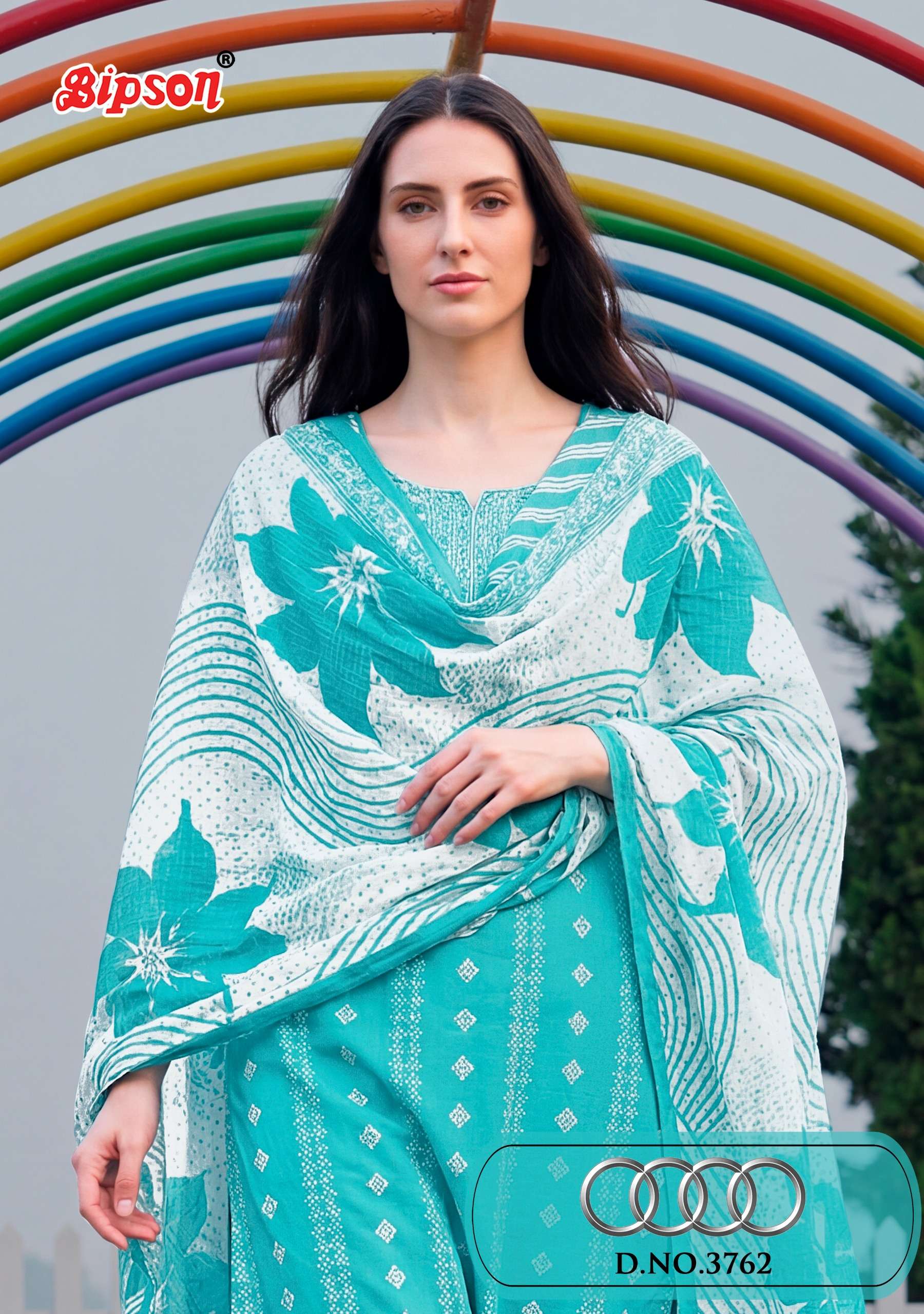 BIPSON PRINTS AUDI 3762 COTTON PRINT WITH FANCY WORK SALWAR SUIT