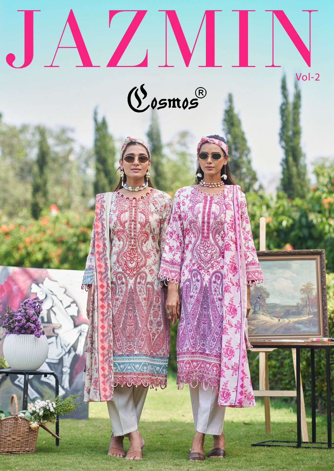 COSMOS FASHION JAZMIN VOL 2 LAWN COTTON PRINT WITH FANCY WORK SUIT