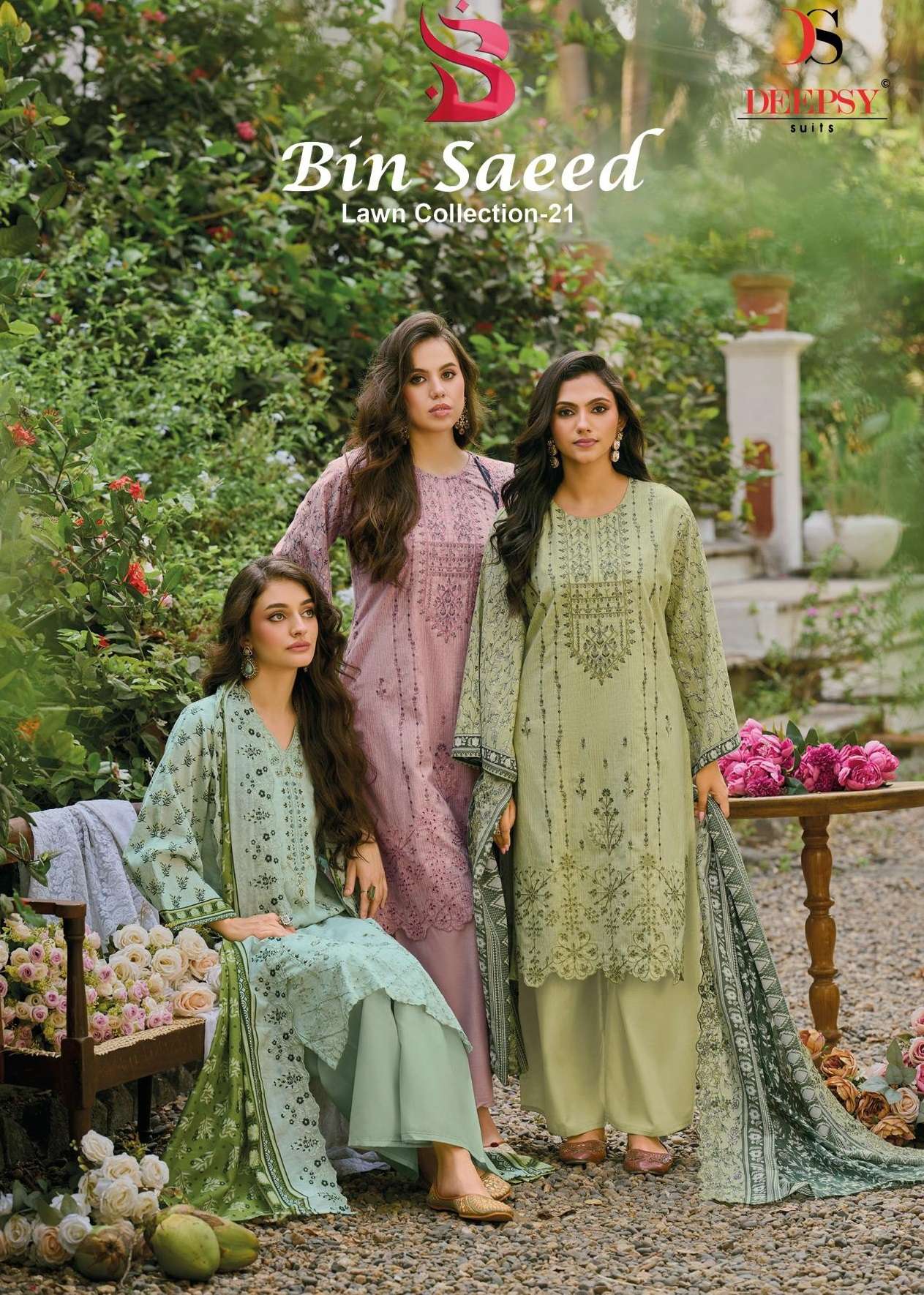 DEEPSY SUITS BIN SAEED VOL 21 COTTON EMBROIDERY DESIGNER WORK PAKISTANI SUIT	